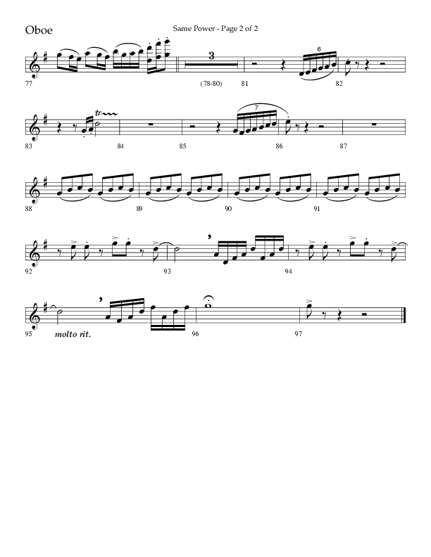 Same Power (Choral Anthem SATB) Oboe (Lifeway Choral / Arr. Bradley Knight)