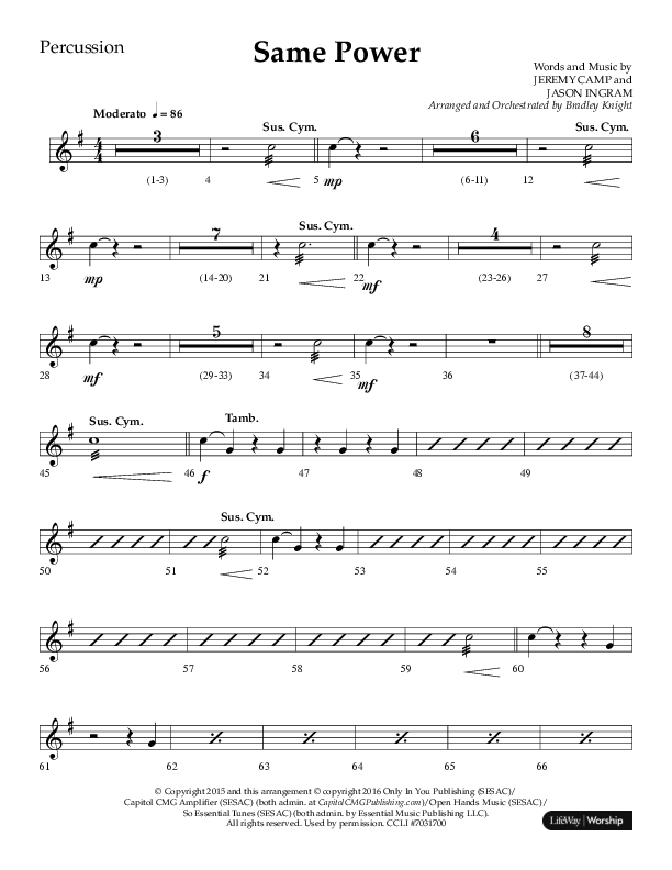 Same Power (Choral Anthem SATB) Percussion (Lifeway Choral / Arr. Bradley Knight)