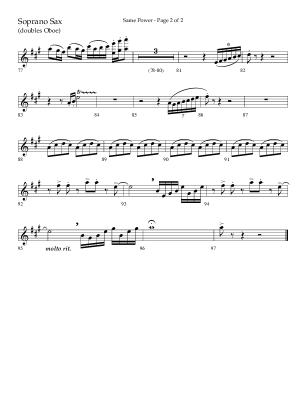 Same Power (Choral Anthem SATB) Soprano Sax (Lifeway Choral / Arr. Bradley Knight)
