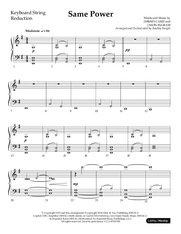 Same Power (Choral Anthem SATB) String Reduction (Lifeway Choral / Arr. Bradley Knight)