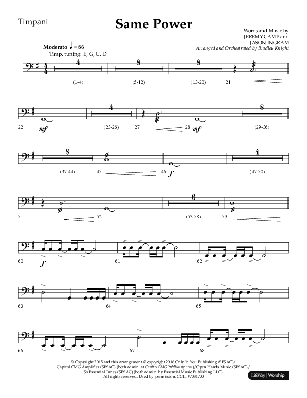 Same Power (Choral Anthem SATB) Timpani (Lifeway Choral / Arr. Bradley Knight)