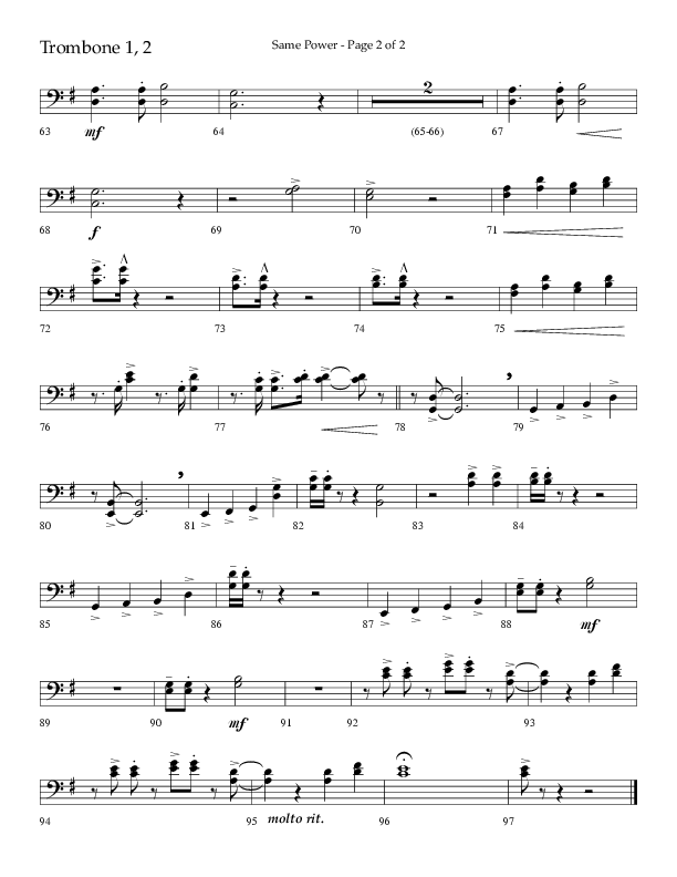 Same Power (Choral Anthem SATB) Trombone 1/2 (Lifeway Choral / Arr. Bradley Knight)
