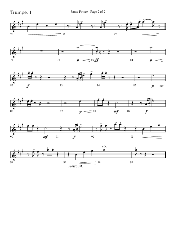 Same Power (Choral Anthem SATB) Trumpet 1 (Lifeway Choral / Arr. Bradley Knight)