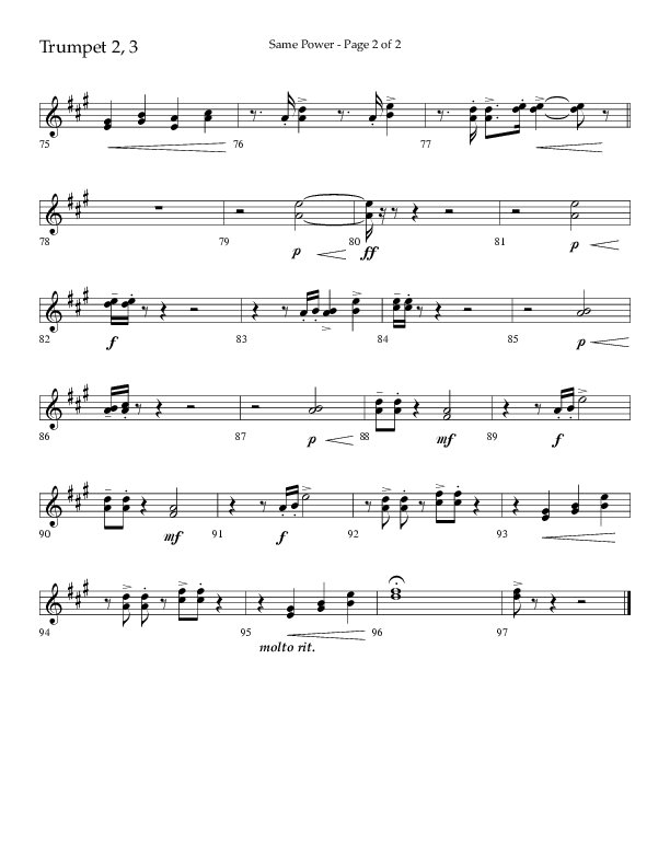 Same Power (Choral Anthem SATB) Trumpet 2/3 (Lifeway Choral / Arr. Bradley Knight)