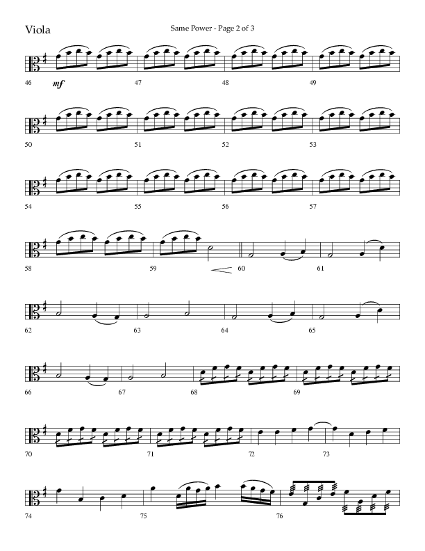 Same Power (Choral Anthem SATB) Viola (Lifeway Choral / Arr. Bradley Knight)
