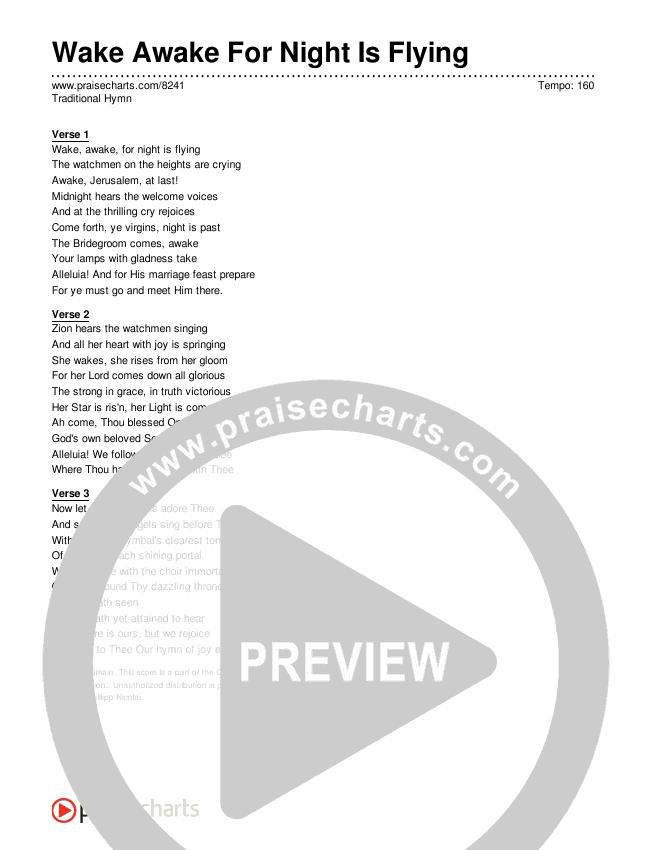 Wake Awake For Night Is Flying Lyrics (Traditional Hymn)