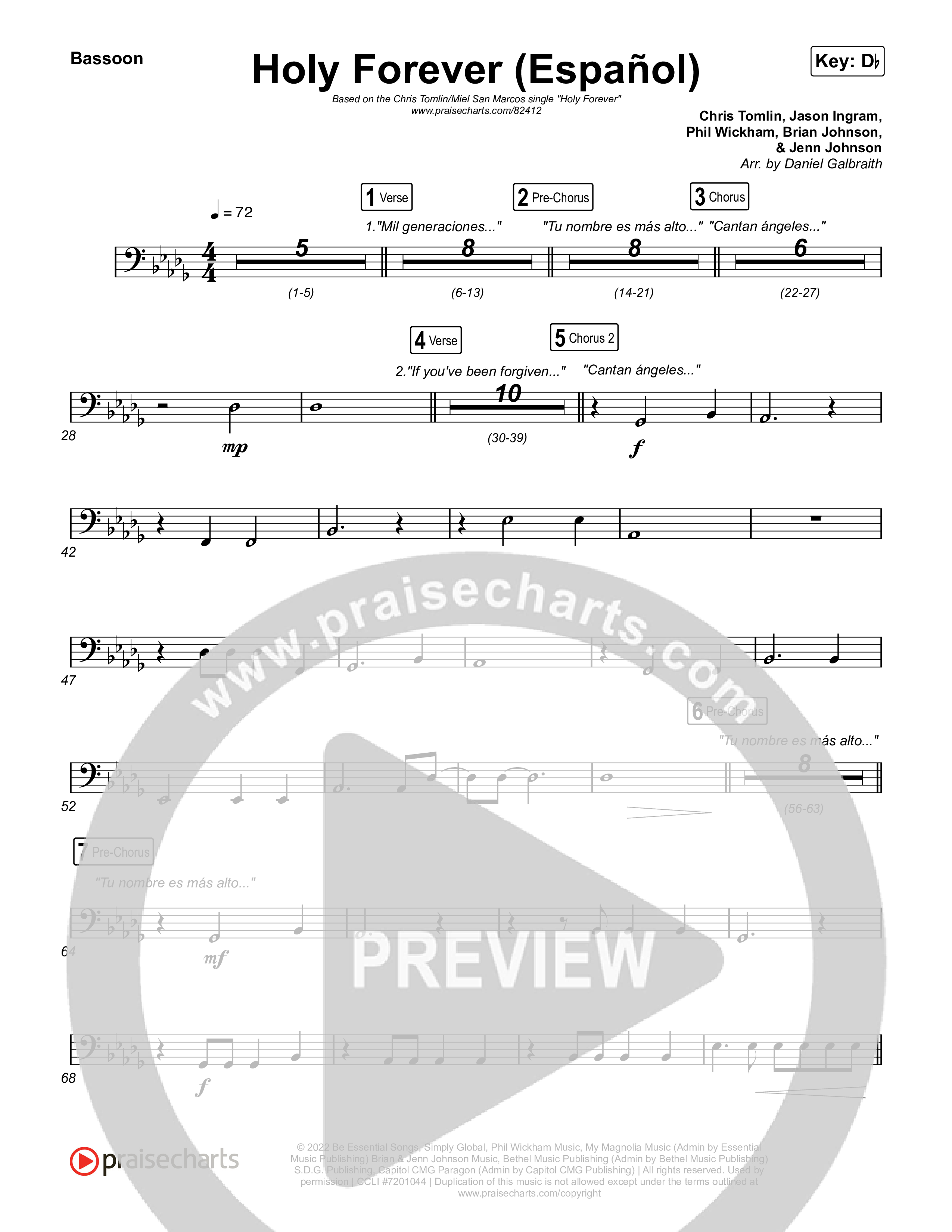 Holy Forever (Español) Bassoon (Chris Tomlin / Miel San Marcos)