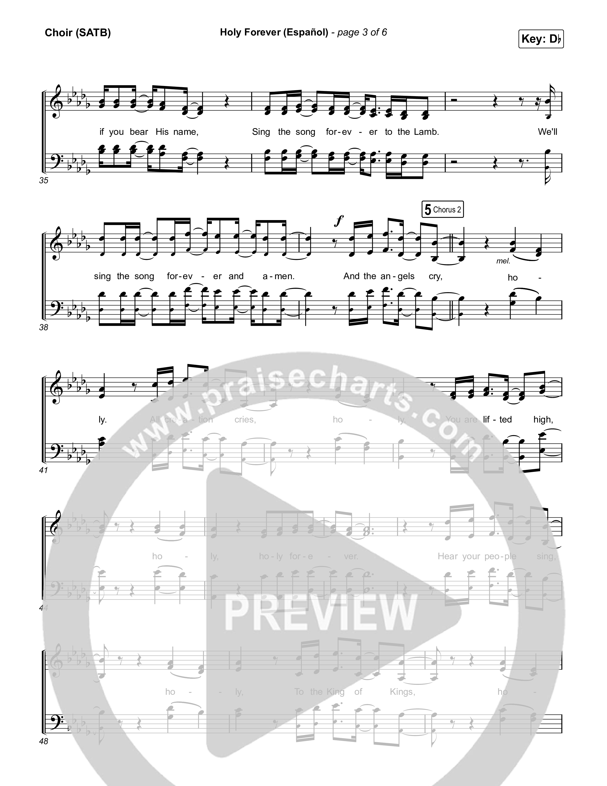 Holy Forever (Español) Choir Sheet (SATB) (Chris Tomlin / Miel San Marcos)