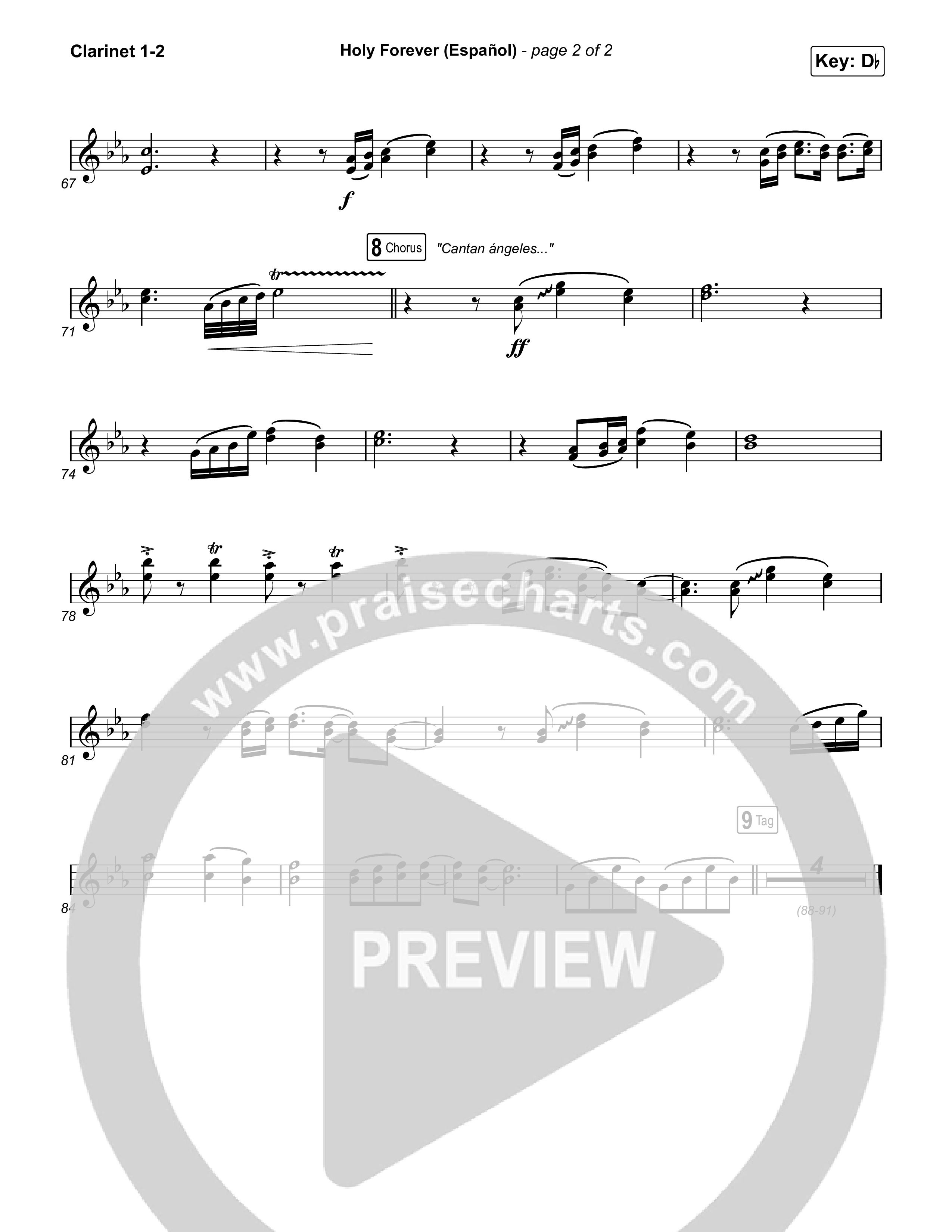 Holy Forever (Español) Clarinet 1,2 (Chris Tomlin / Miel San Marcos)