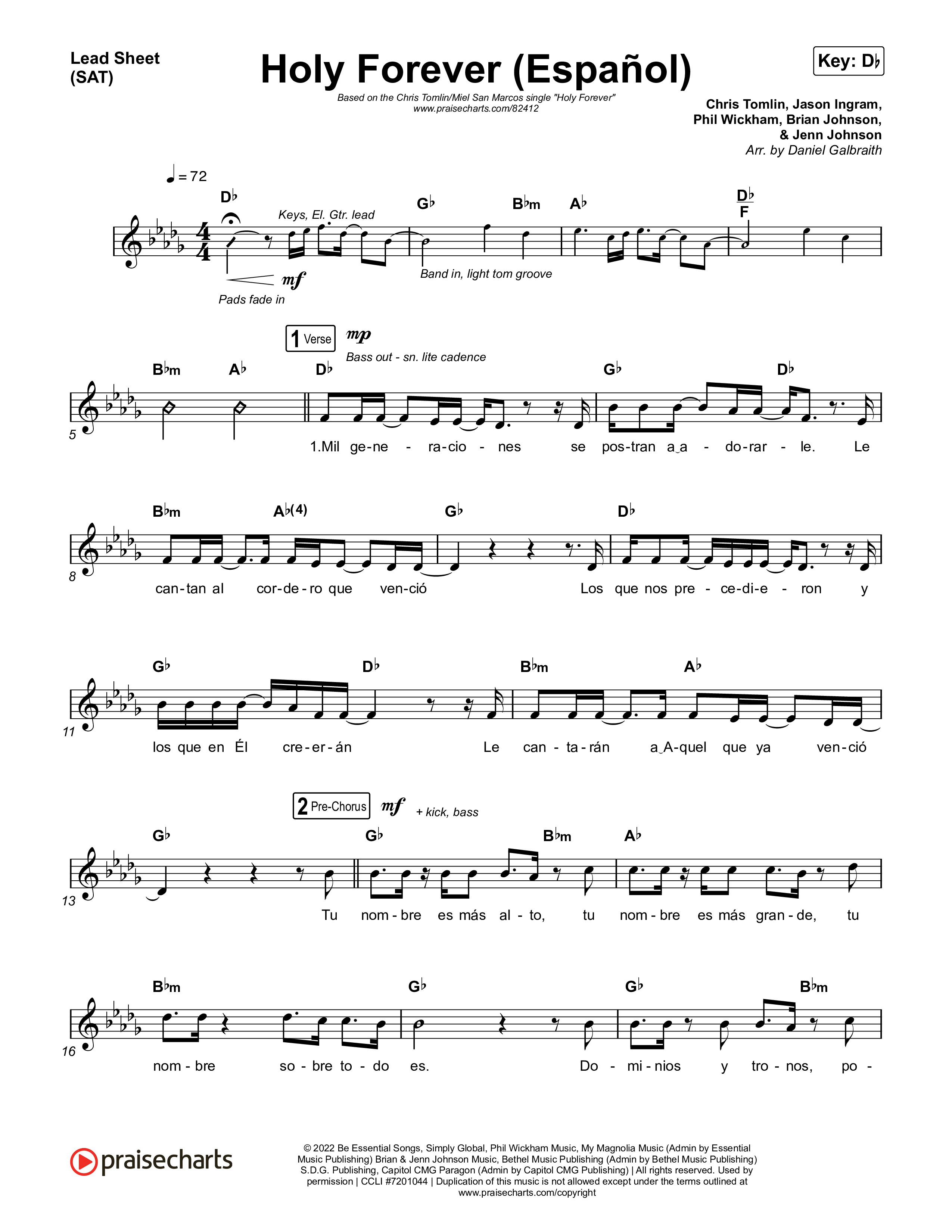 Holy Forever (Español) Lead Sheet (SAT) (Chris Tomlin / Miel San Marcos)