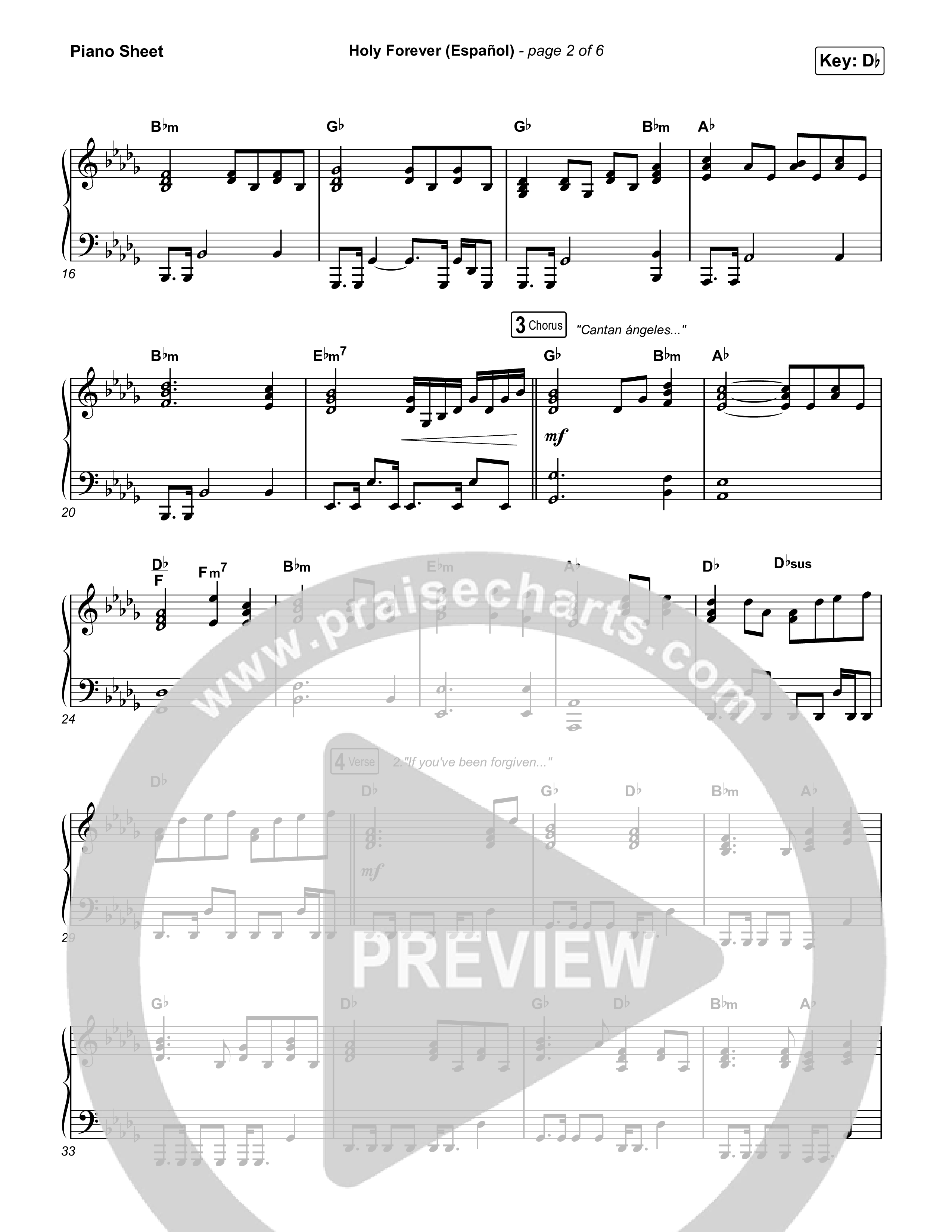 Holy Forever (Español) Piano Sheet (Chris Tomlin / Miel San Marcos)