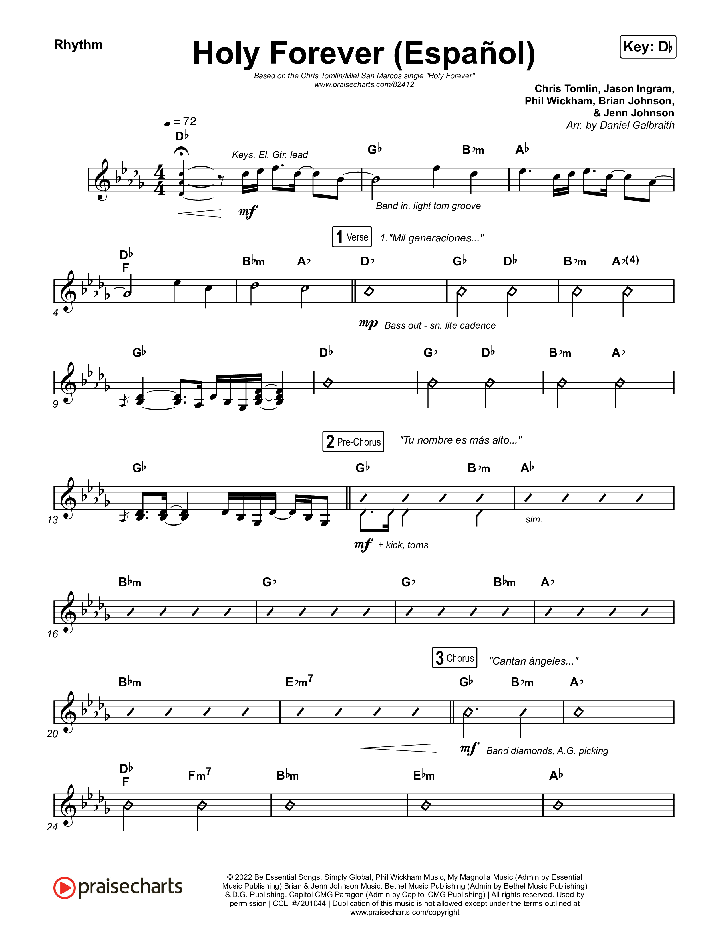 Holy Forever (Español) Rhythm Chart (Chris Tomlin / Miel San Marcos)