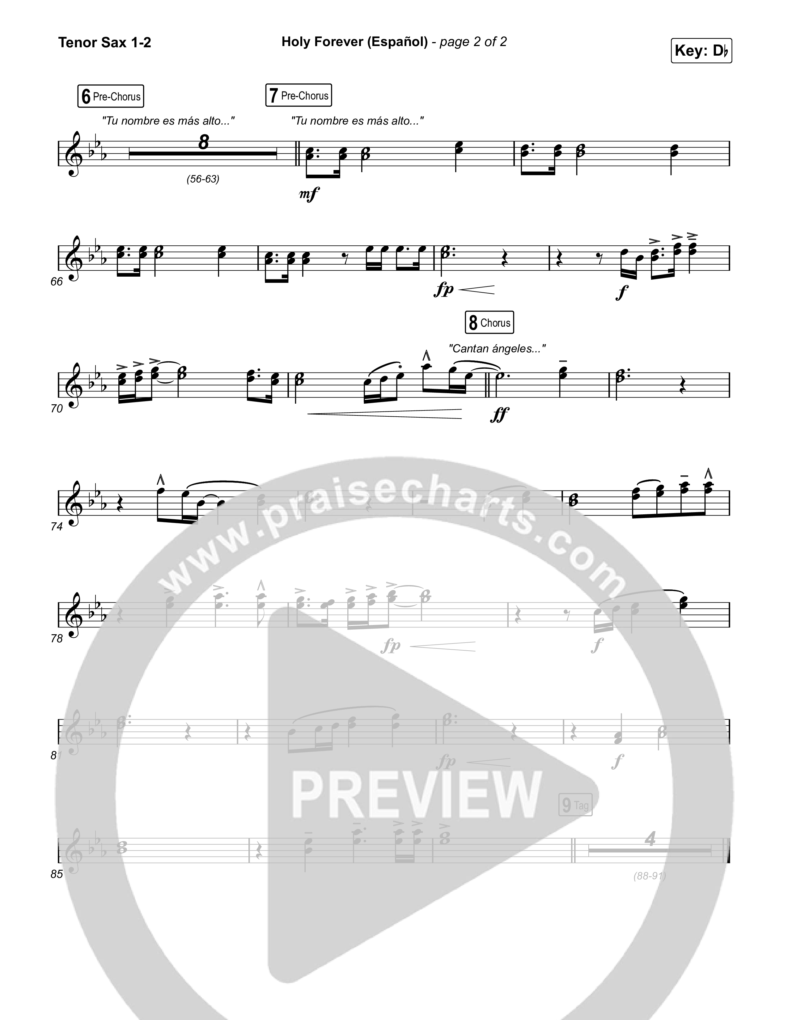 Holy Forever (Español) Tenor Sax 1,2 (Chris Tomlin / Miel San Marcos)