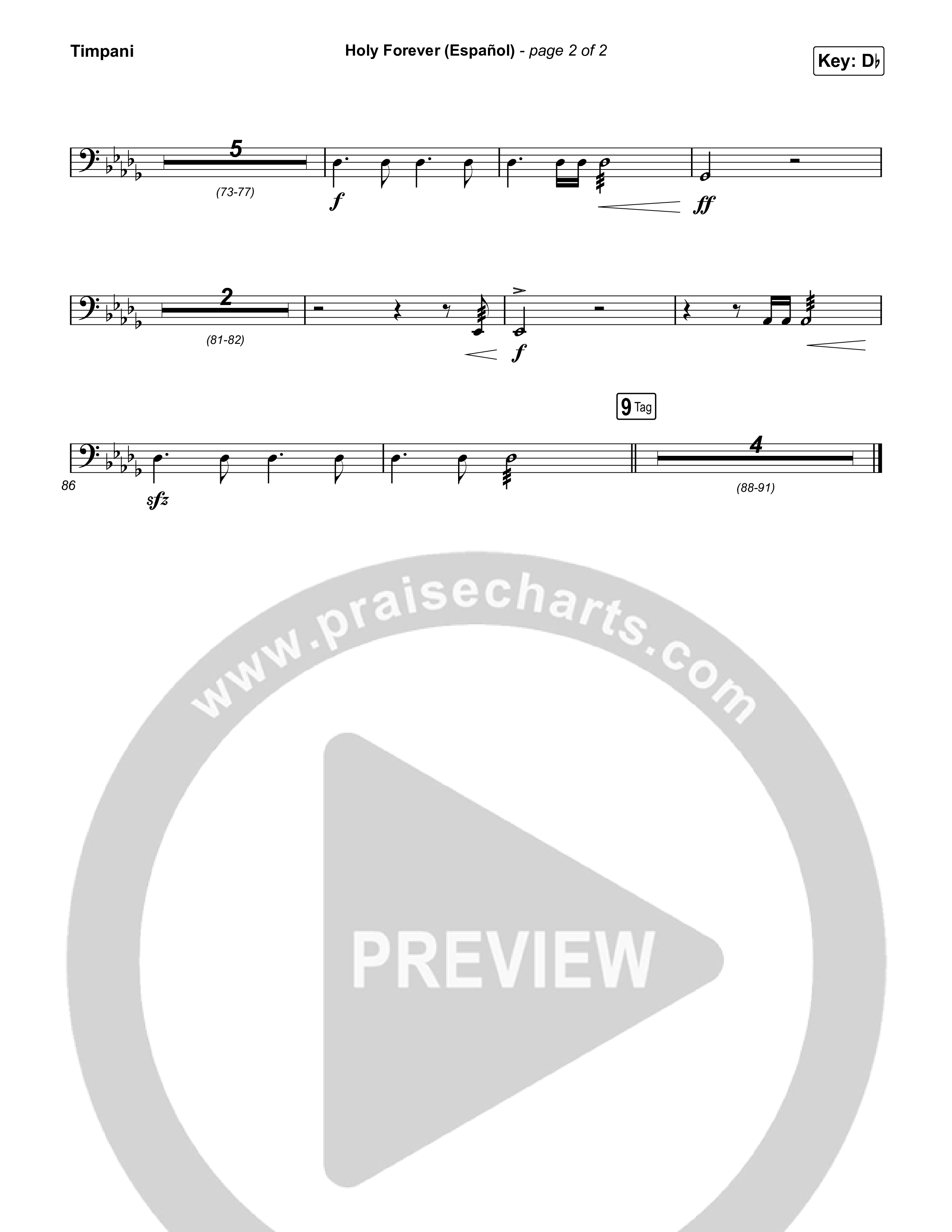 Holy Forever (Español) Timpani (Chris Tomlin / Miel San Marcos)