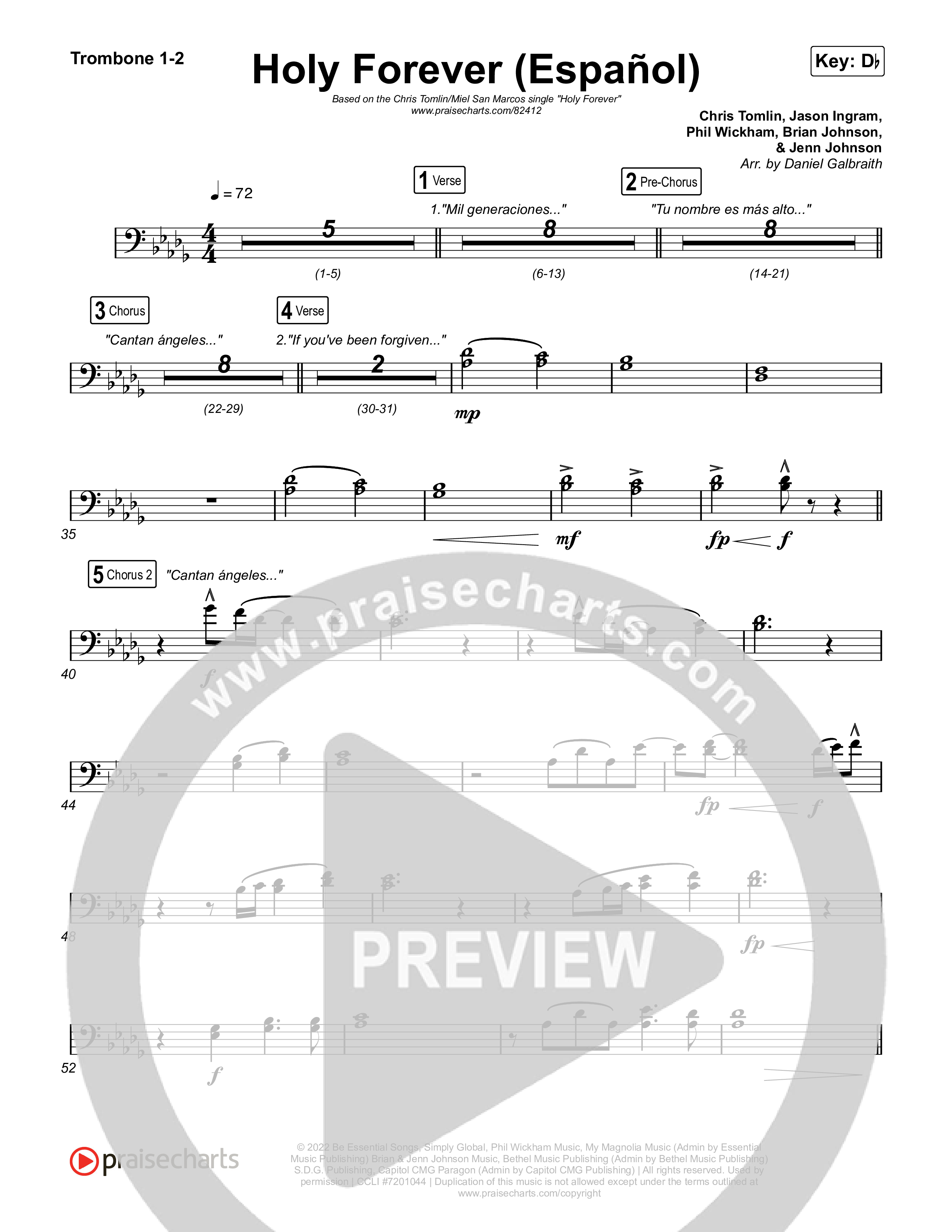 Holy Forever (Español) Trombone 1/2 (Chris Tomlin / Miel San Marcos)