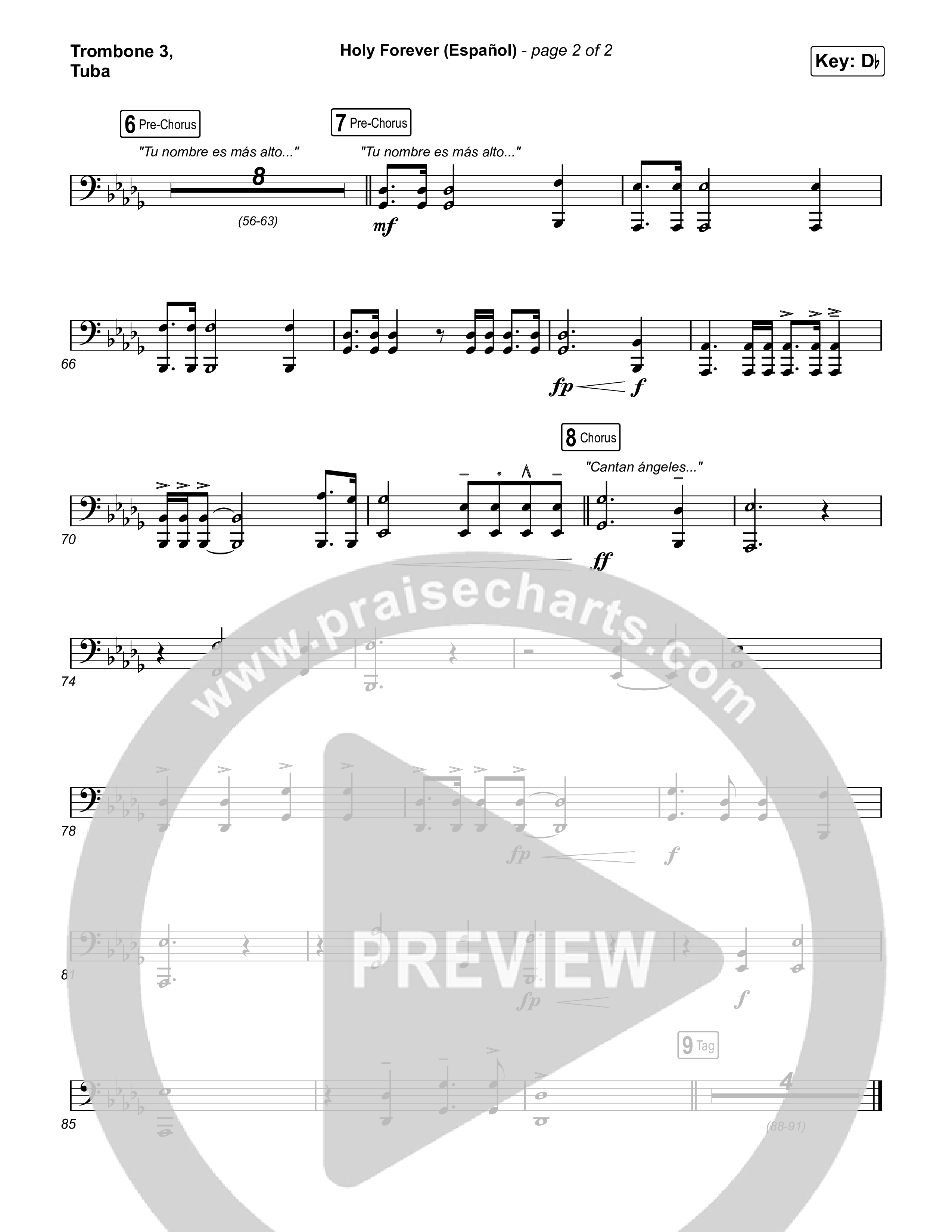 Holy Forever (Español) Trombone 3/Tuba (Chris Tomlin / Miel San Marcos)