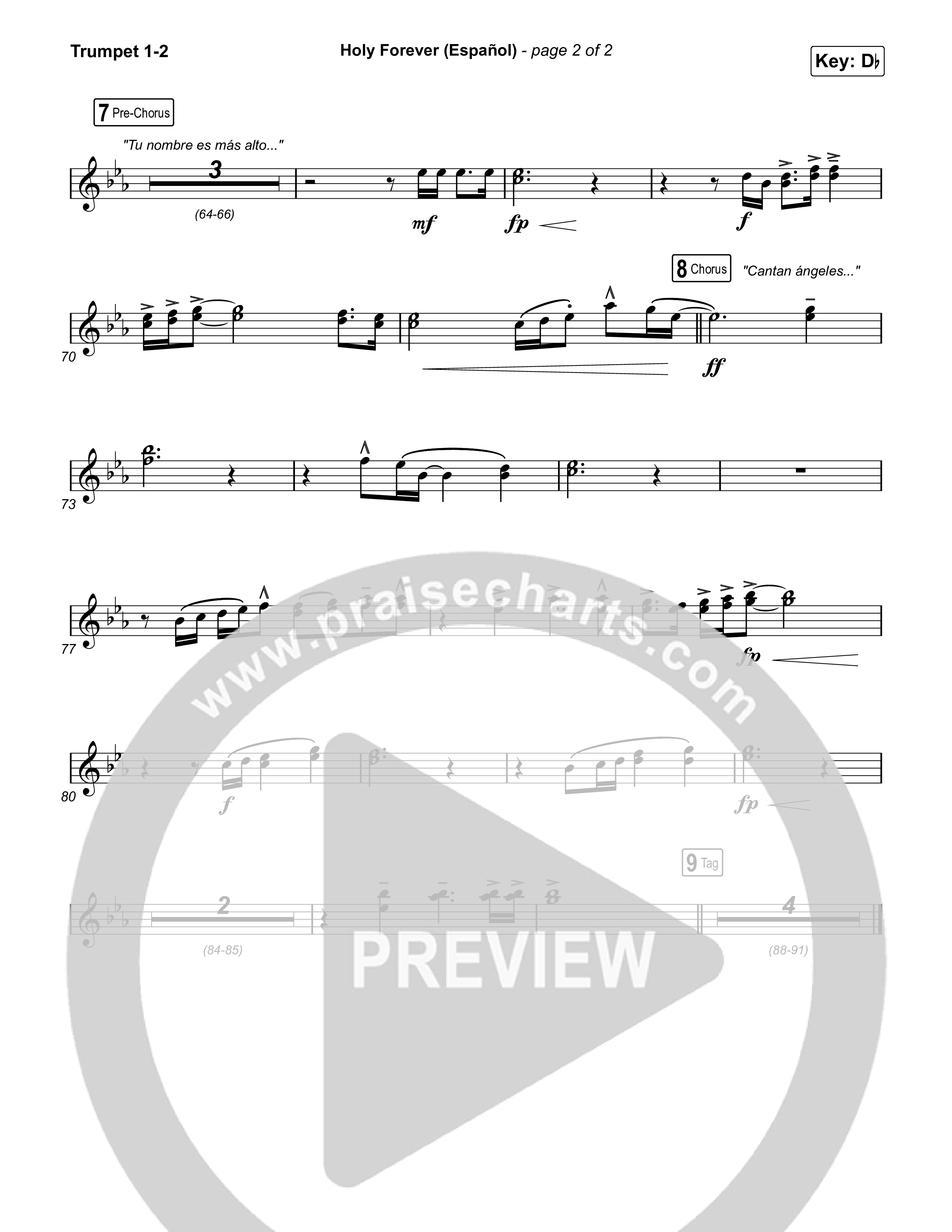 Holy Forever (Español) Trumpet 1,2 (Chris Tomlin / Miel San Marcos)