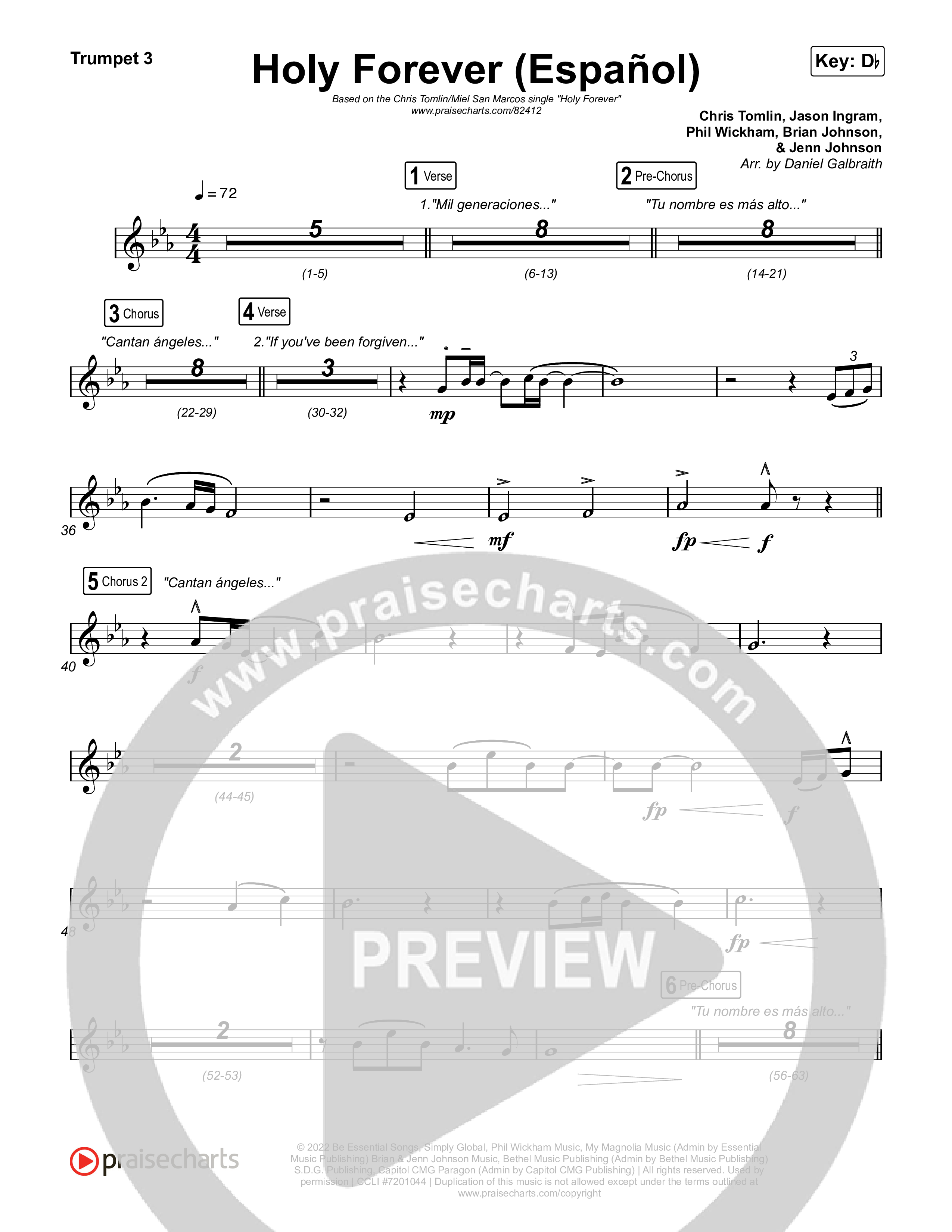 Holy Forever (Español) Trumpet 1,2 (Chris Tomlin / Miel San Marcos)