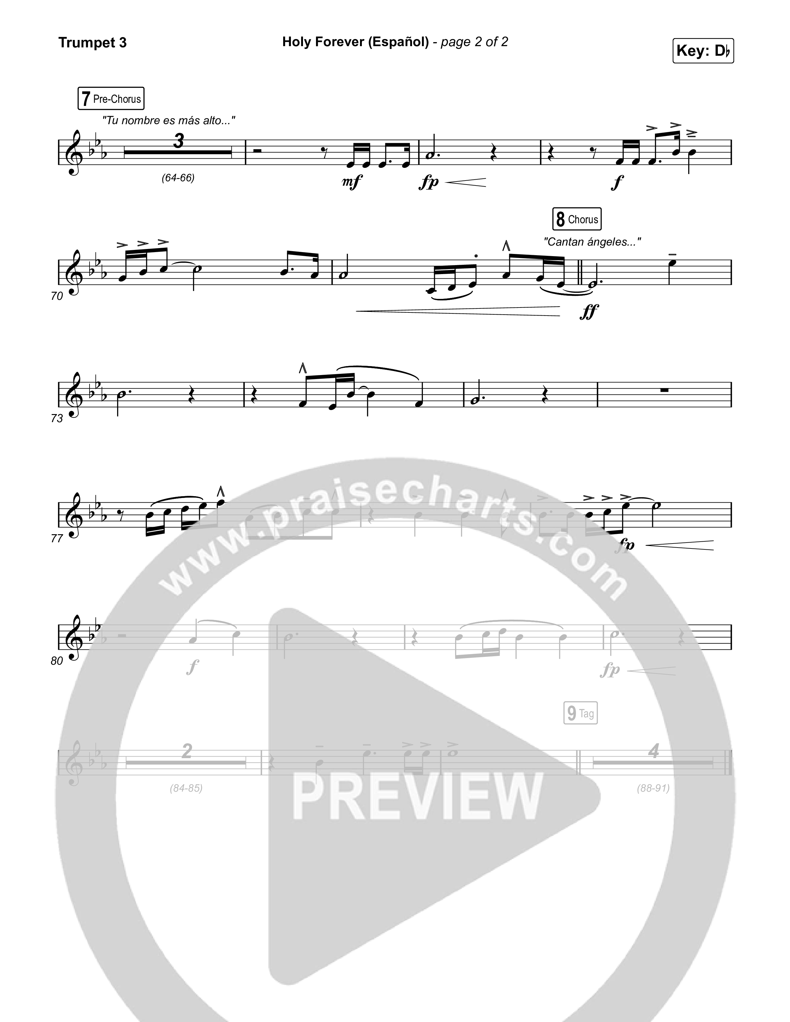 Holy Forever (Español) Trumpet 3 (Chris Tomlin / Miel San Marcos)