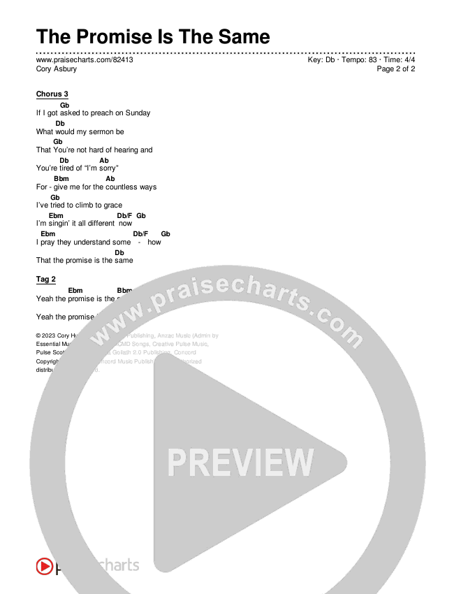 The Promise Is The Same Chords & Lyrics (Cory Asbury)