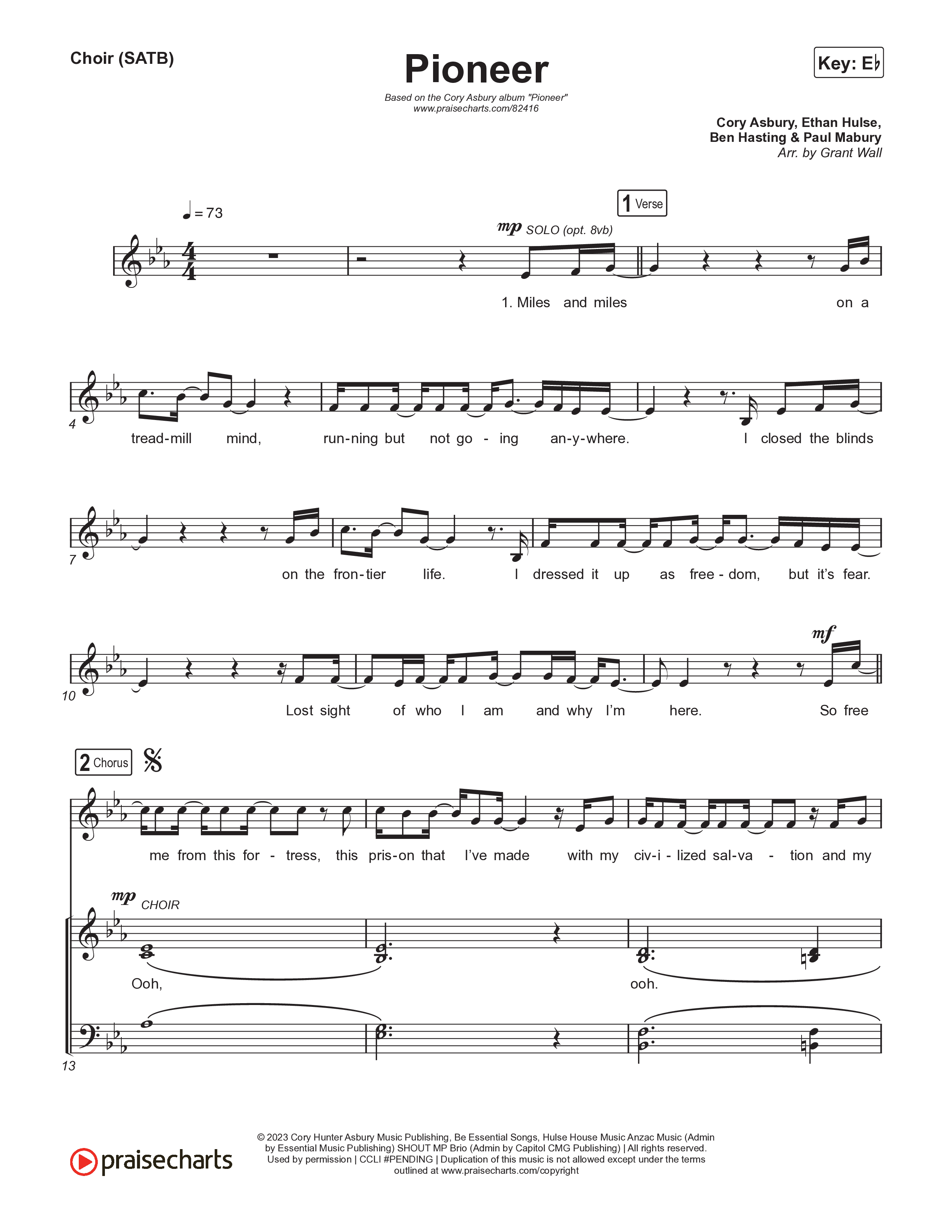 Pioneer Choir Sheet (SATB) (Cory Asbury)