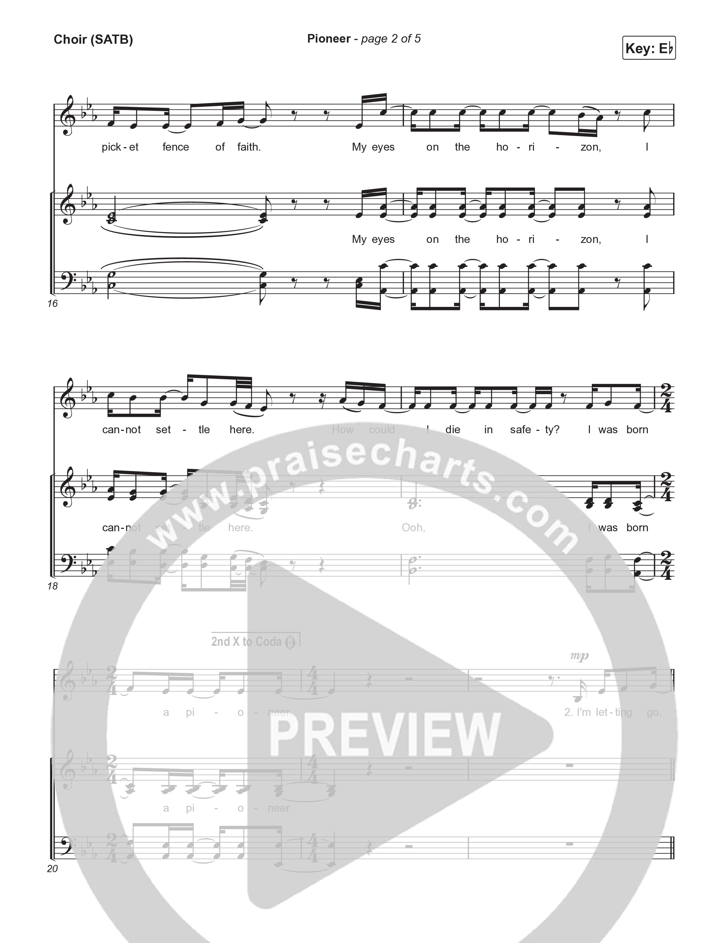 Pioneer Choir Sheet (SATB) (Cory Asbury)