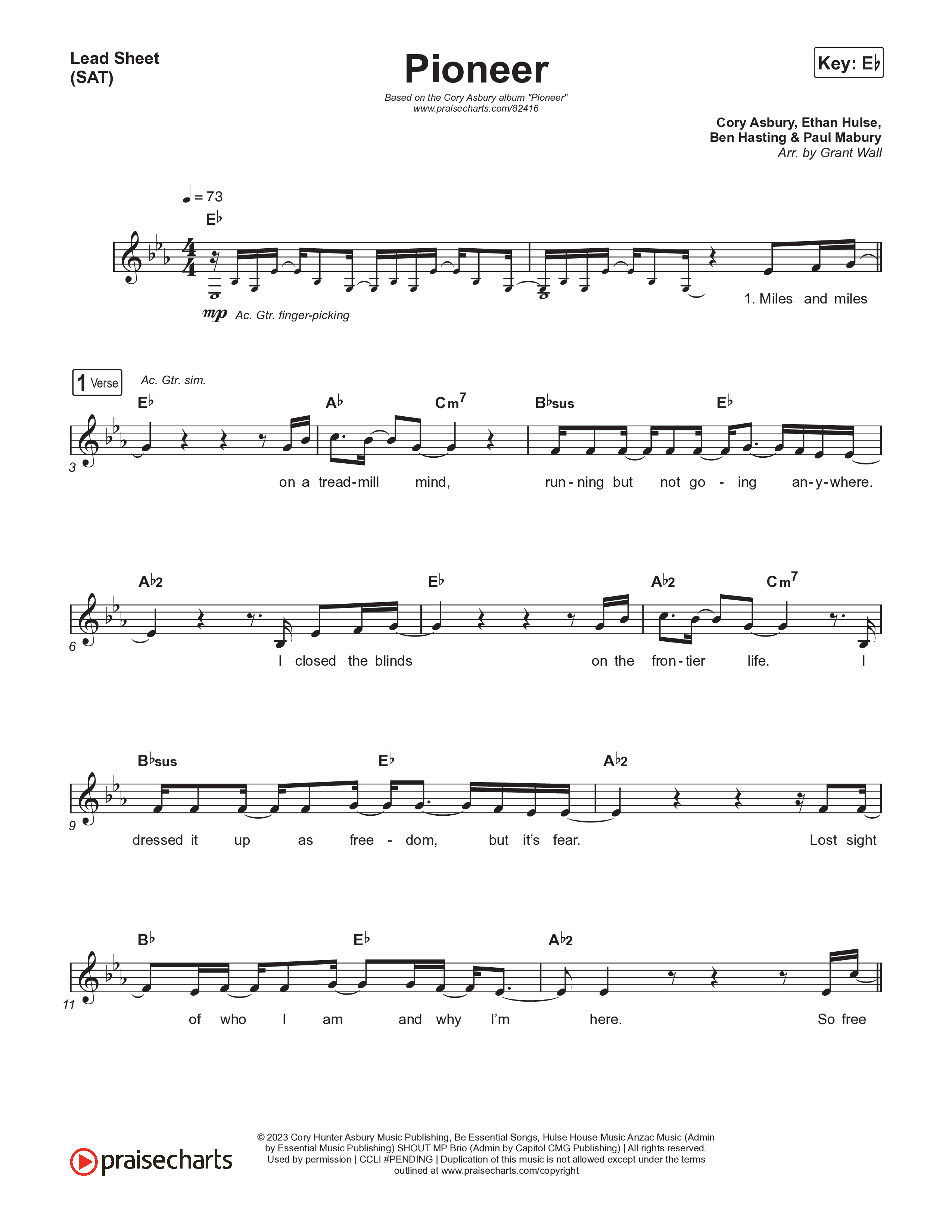 Pioneer Lead Sheet (SAT) (Cory Asbury)