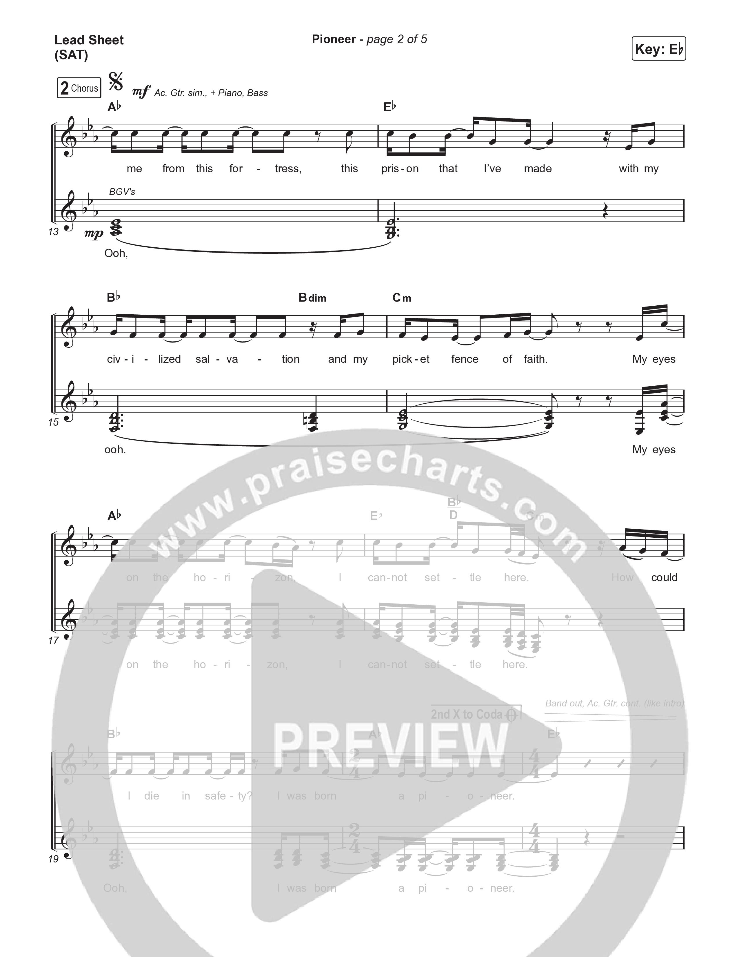 Pioneer Lead Sheet (SAT) (Cory Asbury)