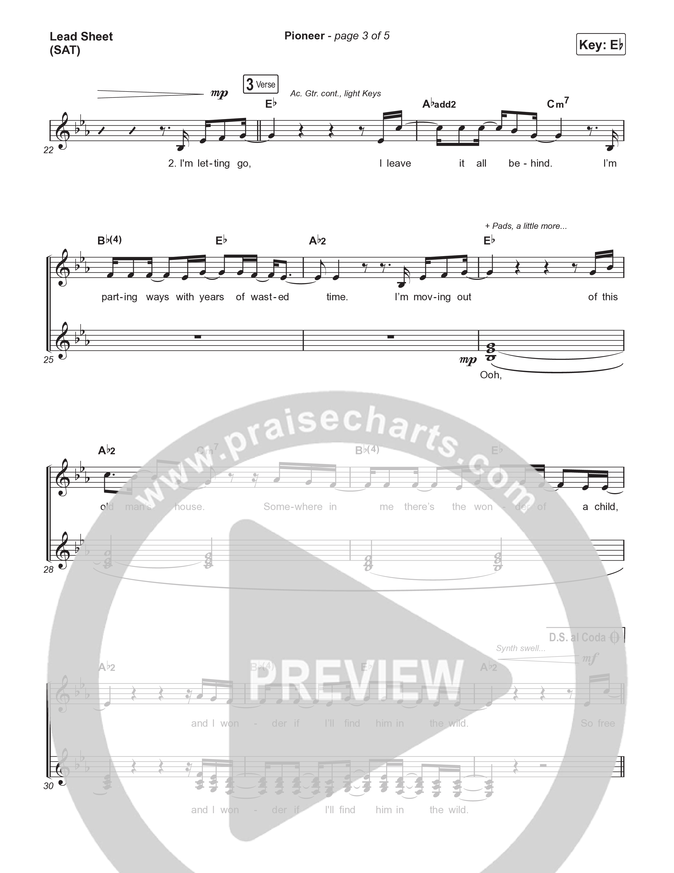 Pioneer Lead Sheet (SAT) (Cory Asbury)