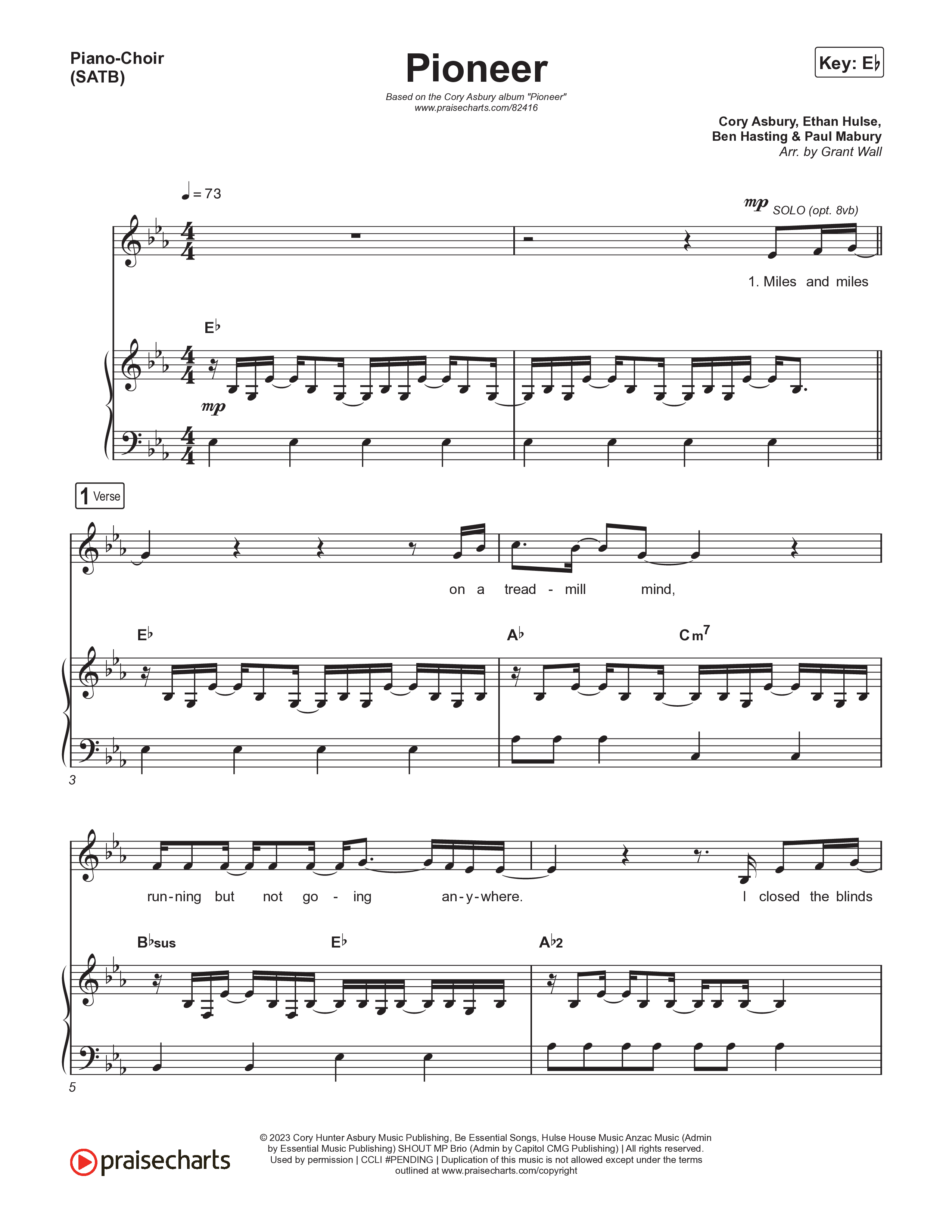 Pioneer Piano/Vocal (SATB) (Cory Asbury)