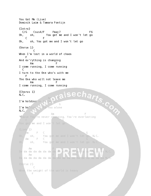You Got Me (Live) Chord Chart (ICF Worship)
