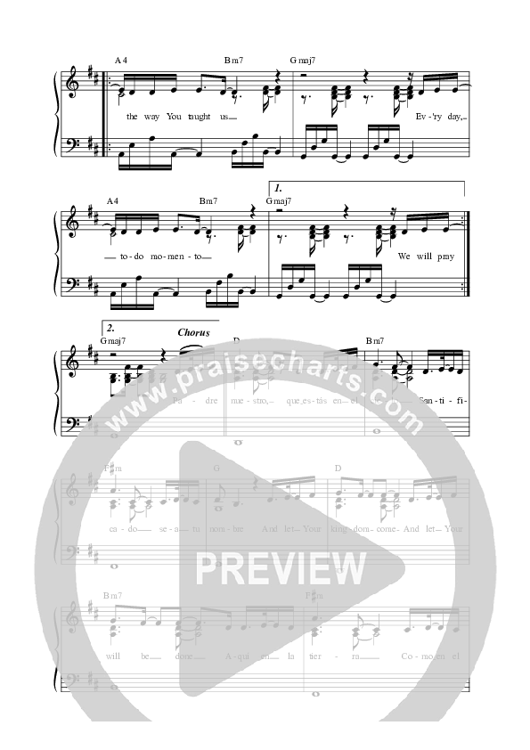 Padre Nuestro (Live) Lead Sheet Melody (Vineyard Worship / Carlabigail Hernandez / Adoración Viña (Vineyard en Español))