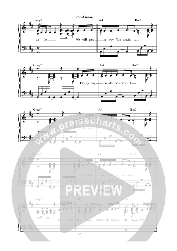 Padre Nuestro (Live) Lead Sheet Melody (Vineyard Worship / Carlabigail Hernandez / Adoración Viña (Vineyard en Español))