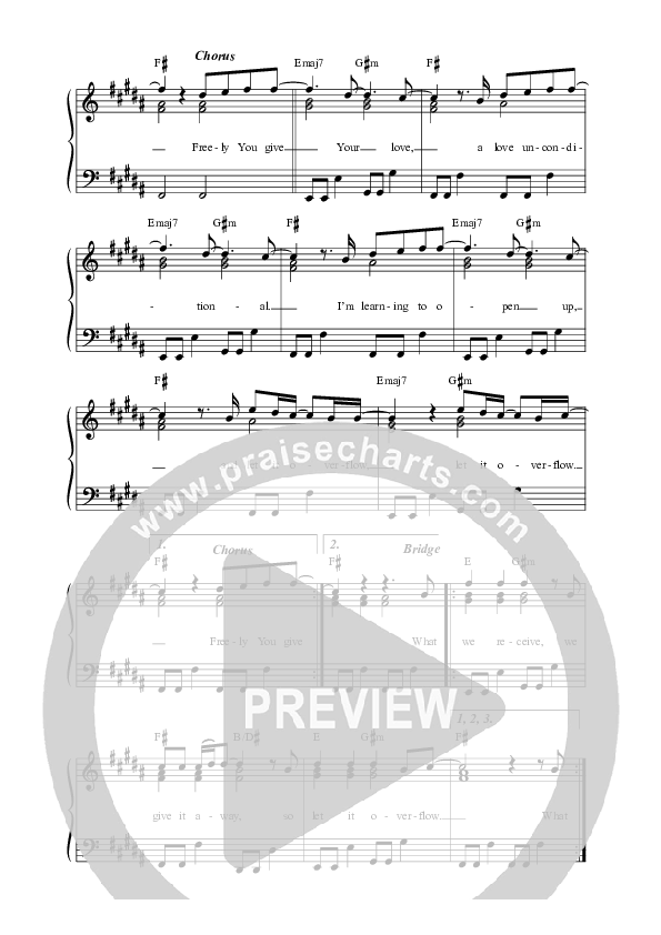 Freely You Give (Live) Lead Sheet Melody (Vineyard Worship / Joshua Williams)