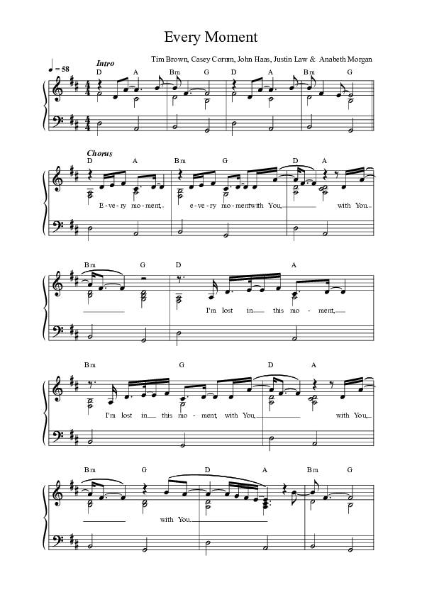 Every Moment (Live) Lead Sheet Melody (Vineyard Worship / Anabeth Morgan)