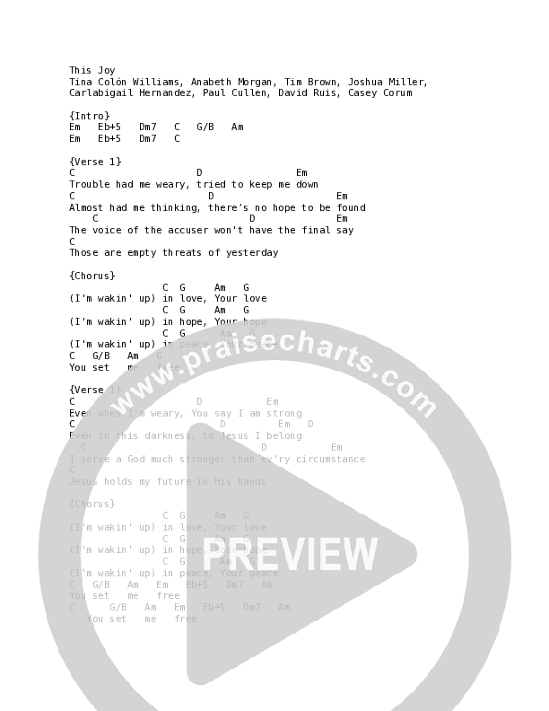 This Joy (Live) Chord Chart (Vineyard Worship / Tina Colon Williams / Joshua Miller)