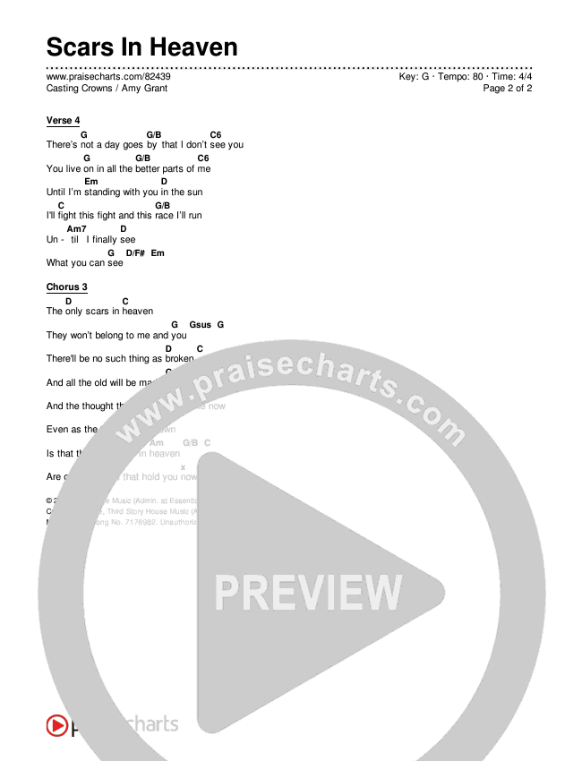 Scars In Heaven Chords & Lyrics (Casting Crowns / Amy Grant)