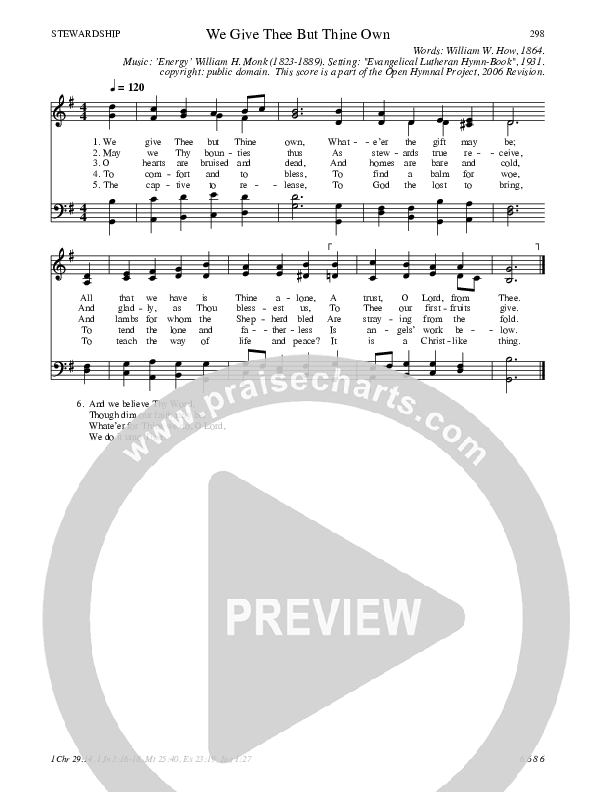 We Give Thee But Thine Own Hymn Sheet (SATB) (Traditional Hymn)