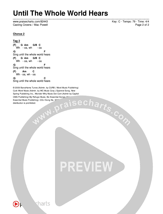 Until The Whole World Hears Chords & Lyrics (Casting Crowns / Mac Powell)