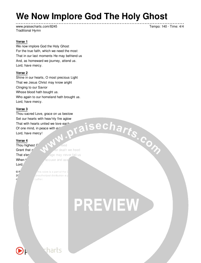 We Now Implore God The Holy Ghost Lyrics (Traditional Hymn)