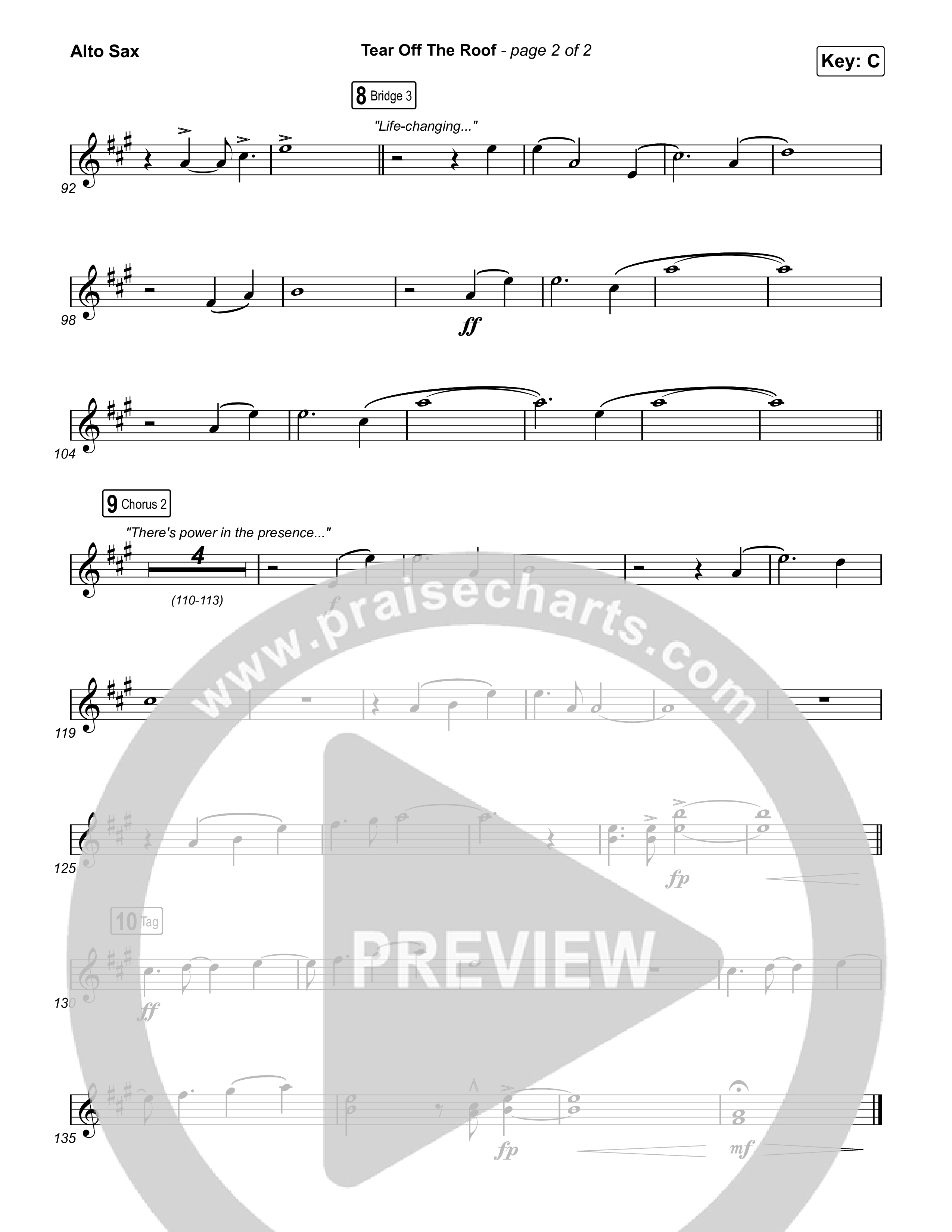 Tear Off The Roof Alto Sax (Brandon Lake)