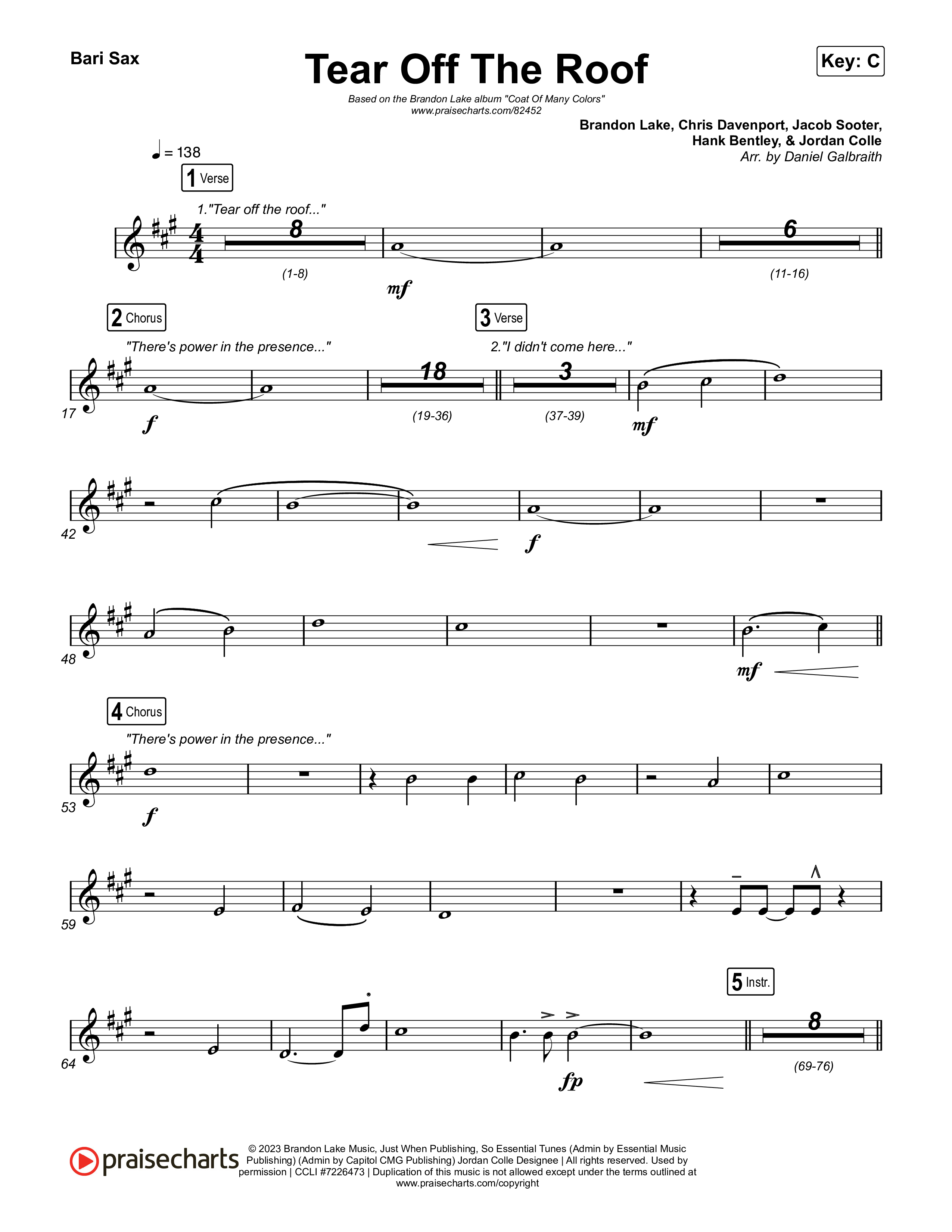 Tear Off The Roof Bari Sax (Brandon Lake)