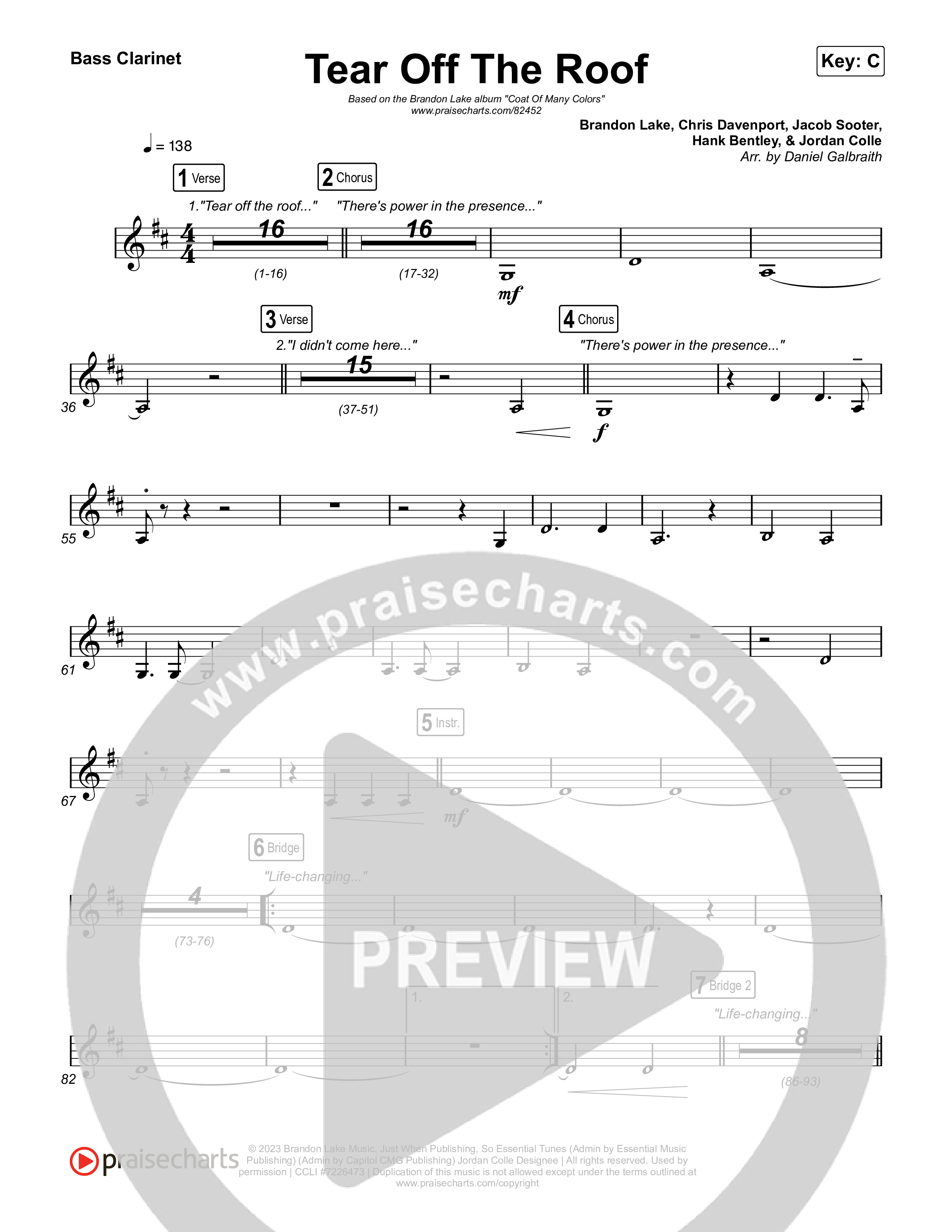 Tear Off The Roof Bass Clarinet (Brandon Lake)