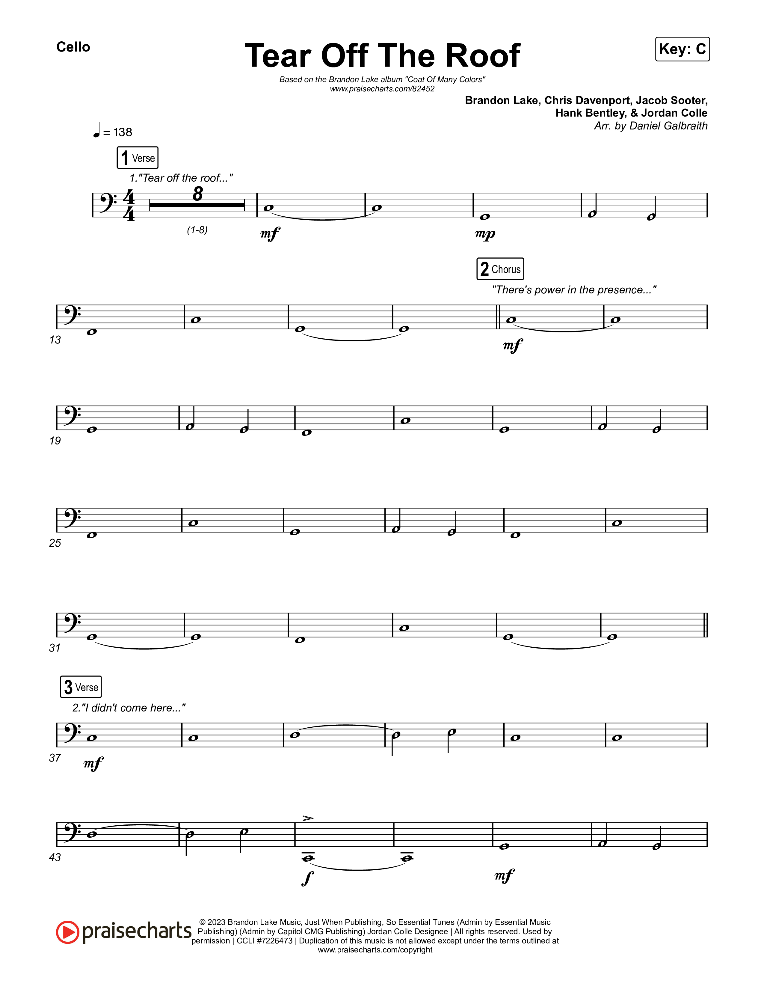 Tear Off The Roof Cello (Brandon Lake)