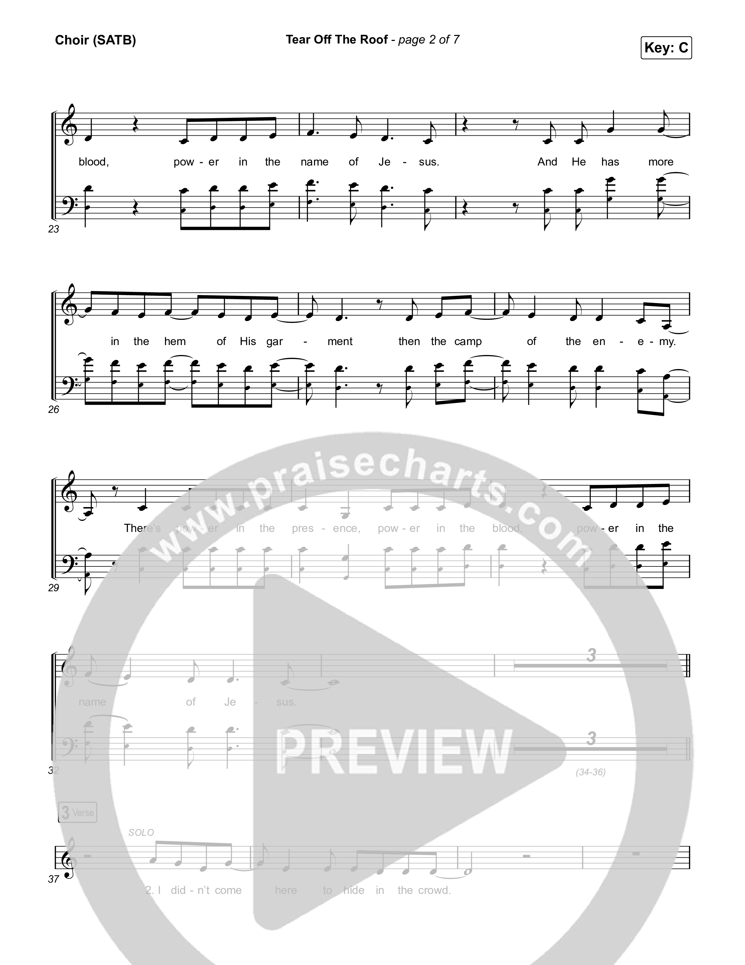 Tear Off The Roof Choir Sheet (SATB) (Brandon Lake)