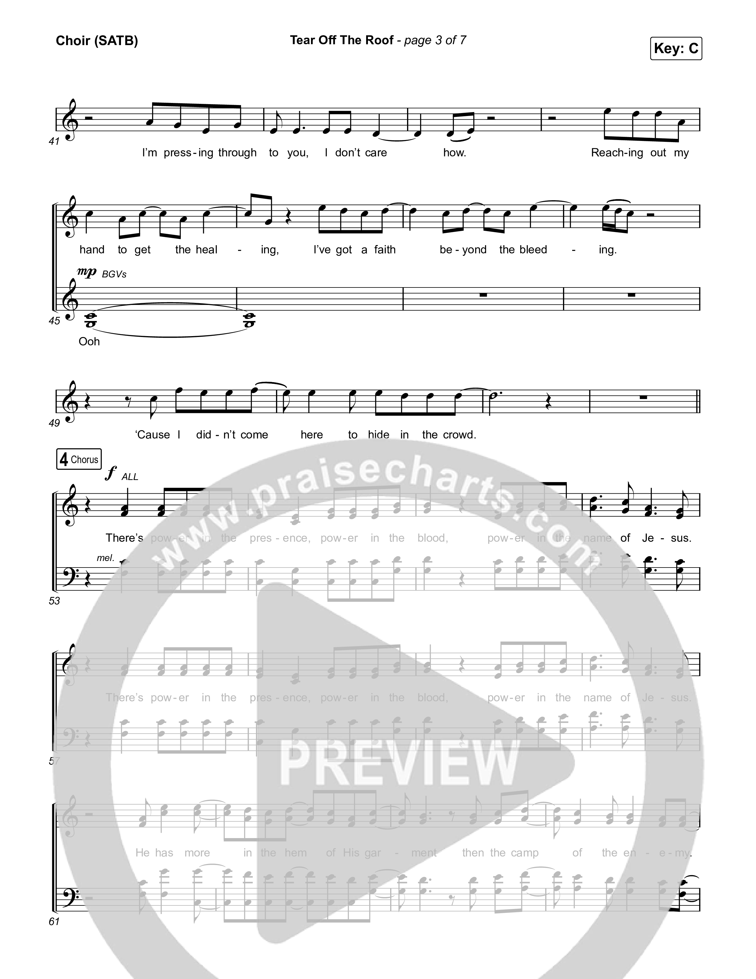 Tear Off The Roof Choir Sheet (SATB) (Brandon Lake)