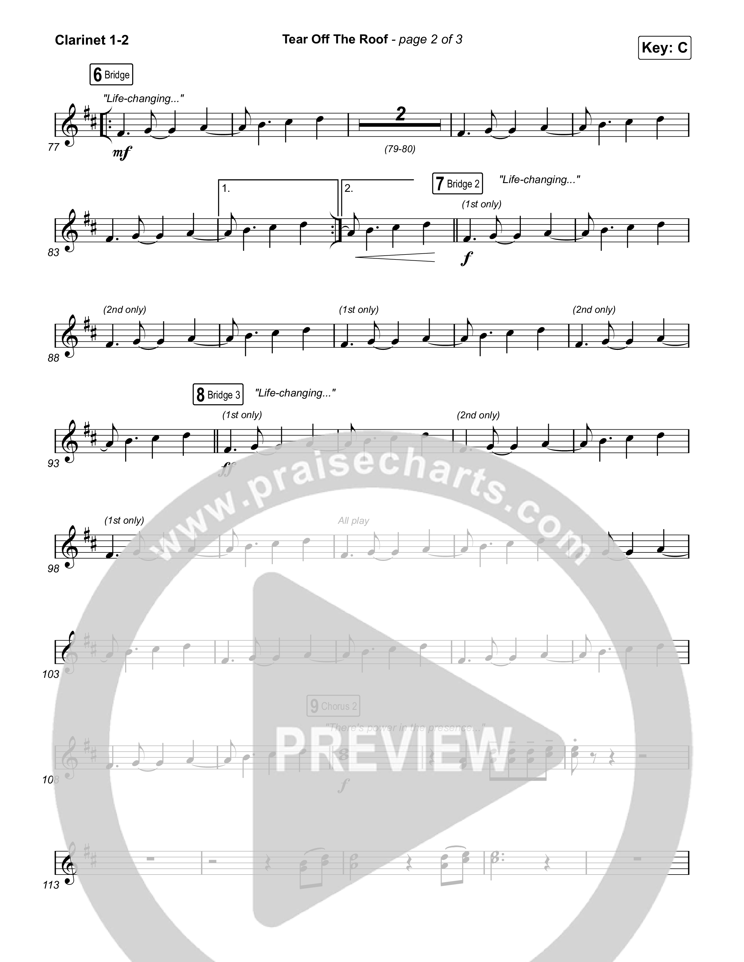 Tear Off The Roof Clarinet 1,2 (Brandon Lake)