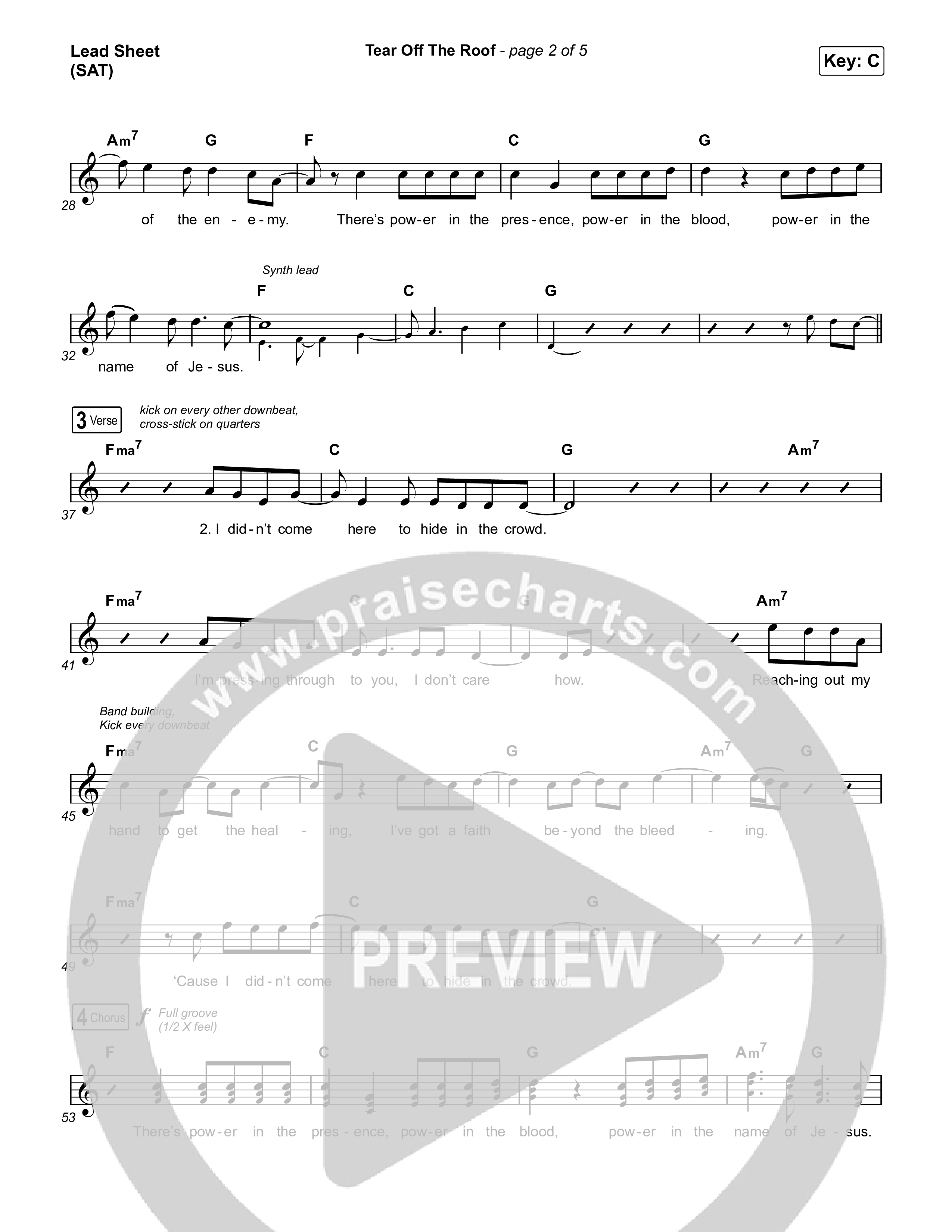 Tear Off The Roof Lead Sheet (SAT) (Brandon Lake)