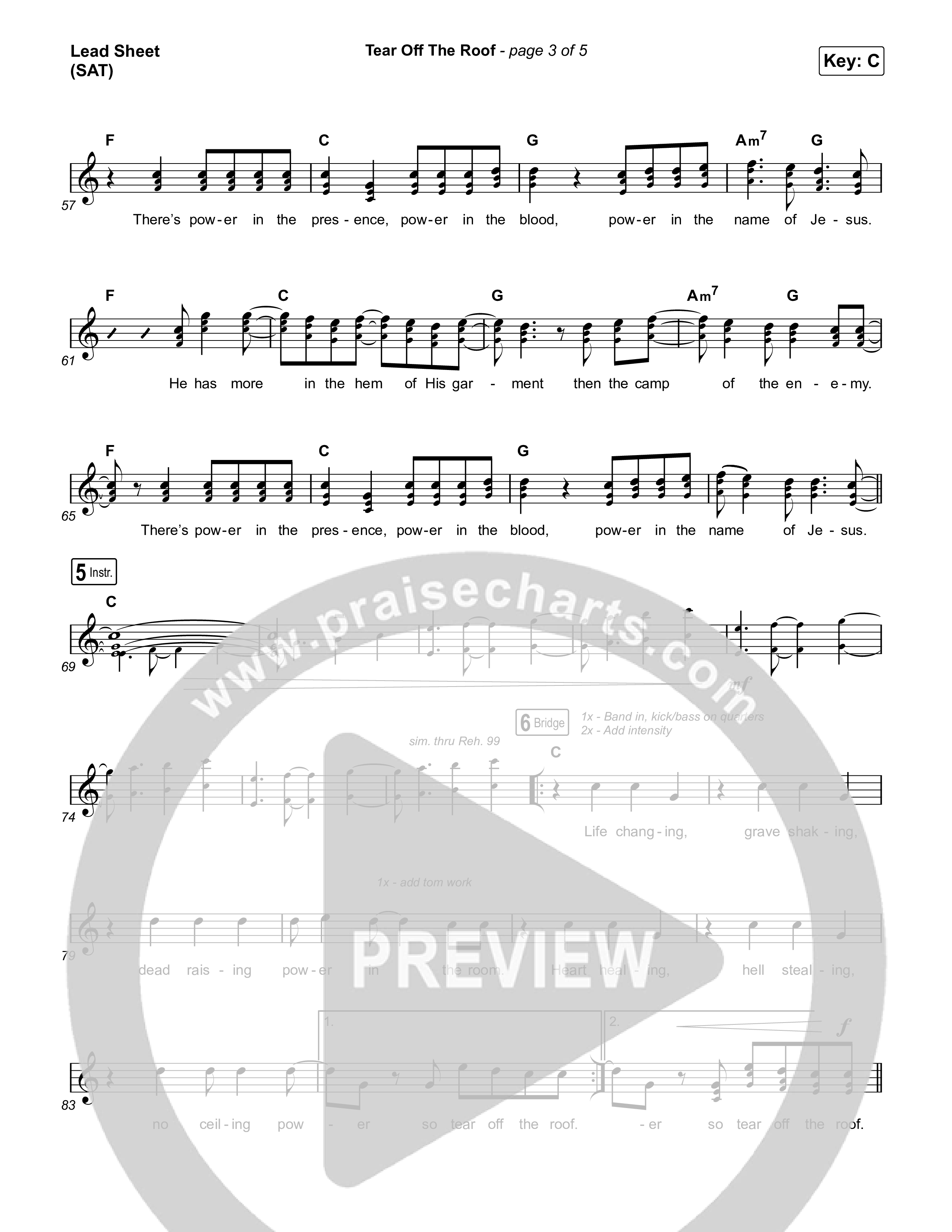 Tear Off The Roof Lead Sheet (SAT) (Brandon Lake)