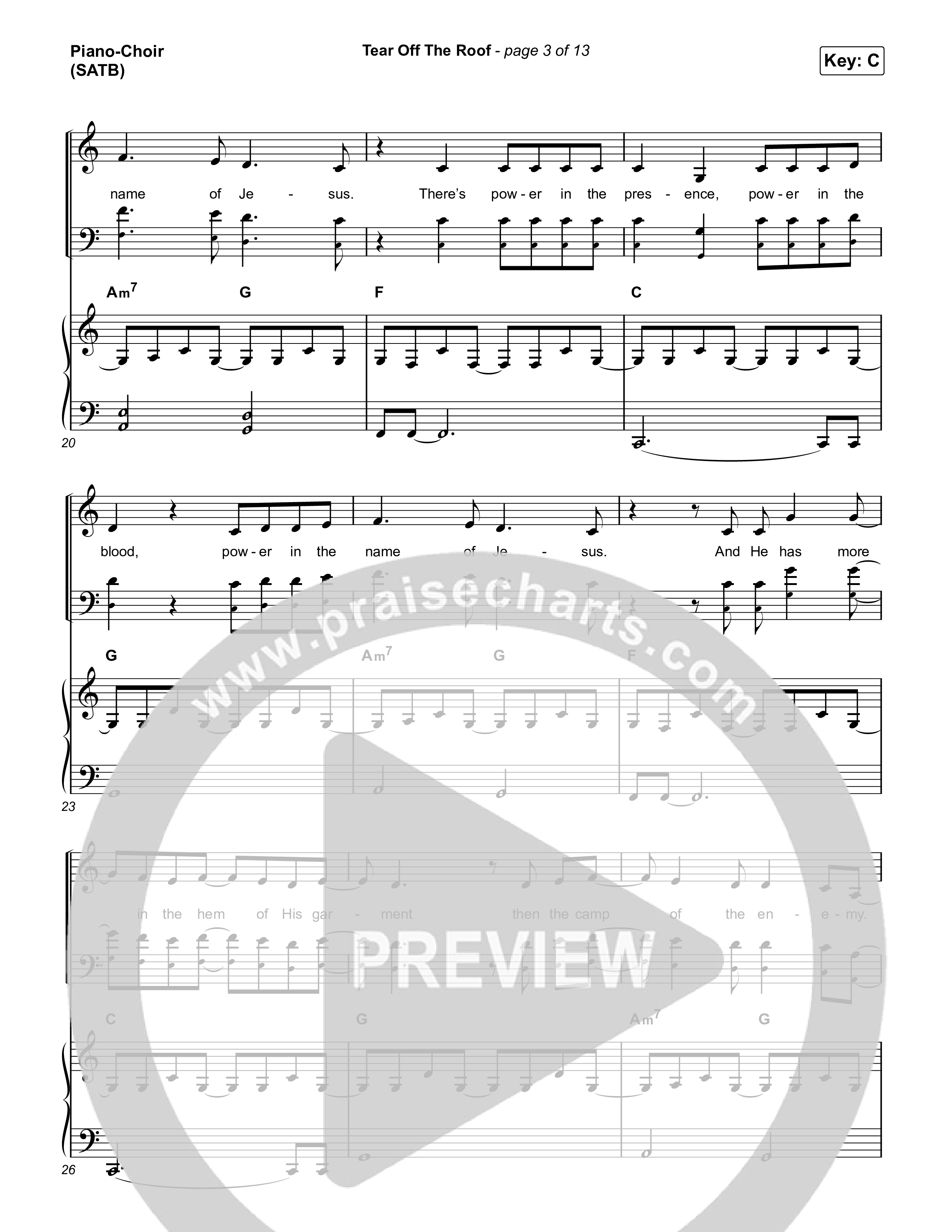 Tear Off The Roof Piano/Vocal (SATB) (Brandon Lake)